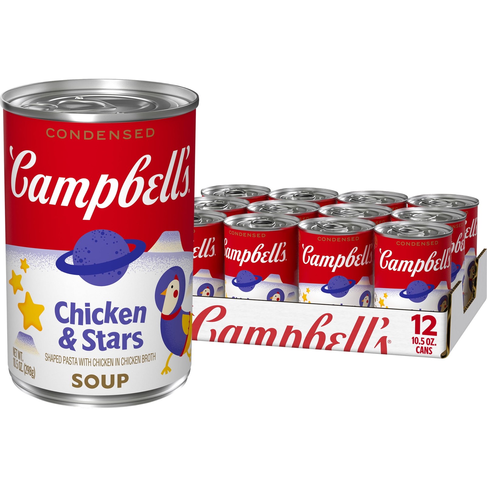 (12 pack) Campbell’s Condensed Kids Chicken and Stars Soup, 10.5 oz Can