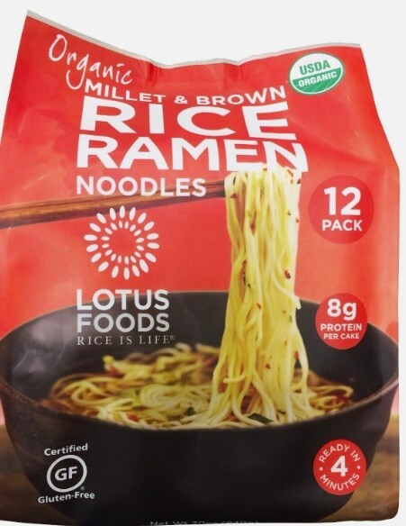 Lotus Food Ramen Noodles Millet & Brown Rice Organic Gluten Free Vegan – 12 Pack