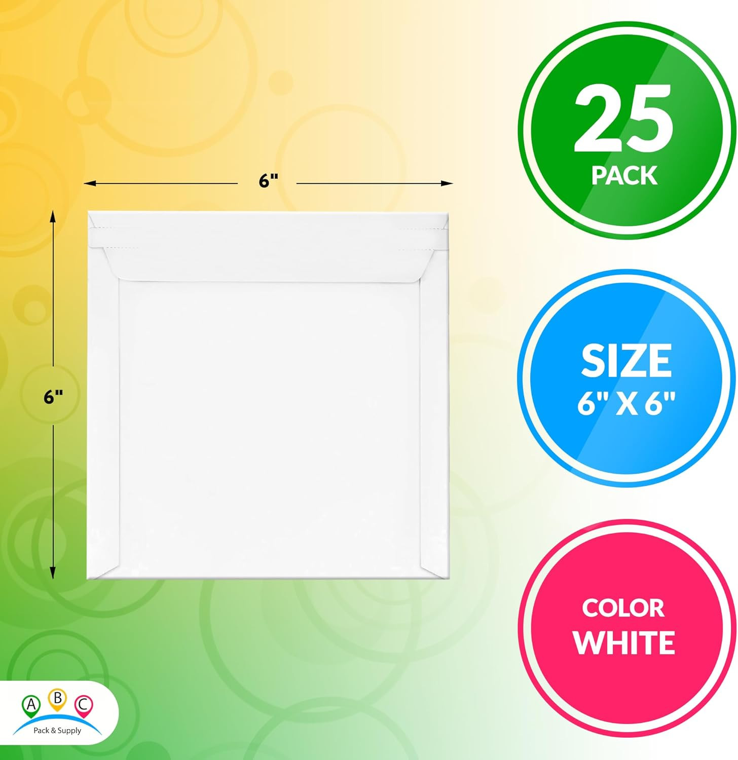 White Rigid Mailers, 6 X 6 Inches. Pack of 25 Photo Mailer Envelopes. Flat Cardb