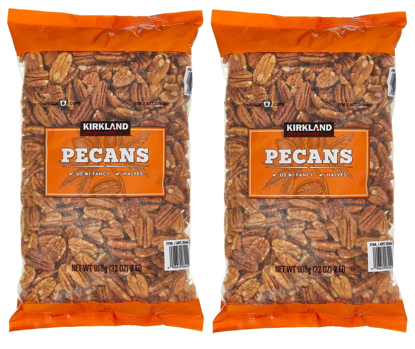 2 Packs Of Kirkland Signature Shelled Pecan Halves Nuts 32 Oz Each Pack *4 Lb*