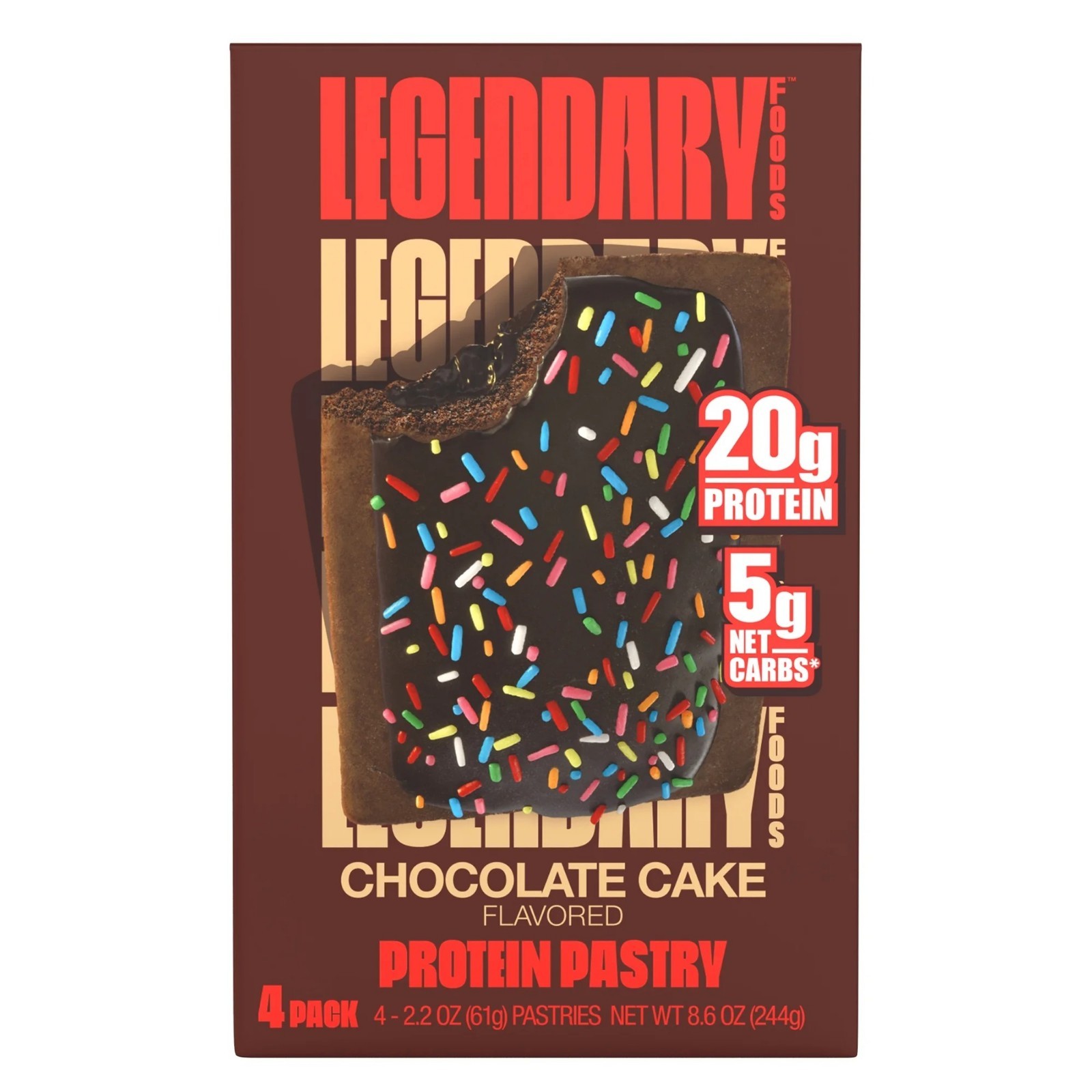 Legendary Foods Chocolate Cake Tasty Pastry – 4 Pack | Protein Snack
