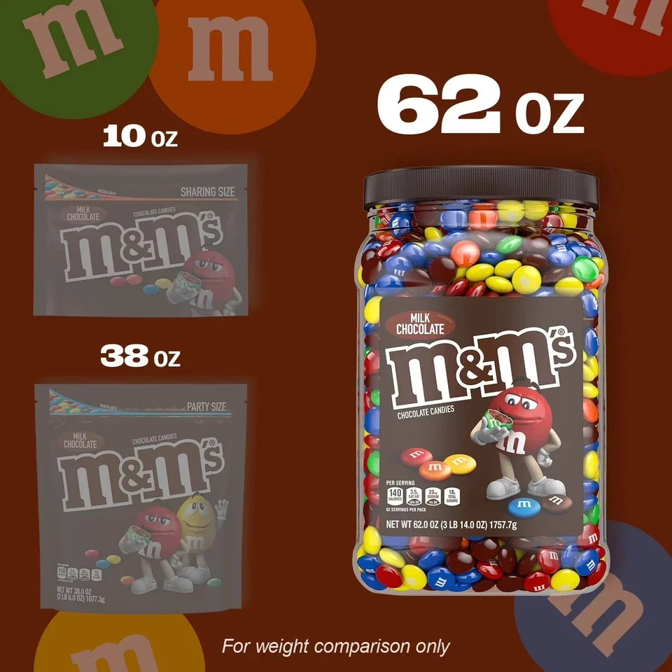 M&M’S Milk Chocolate Candy Jar, 62 oz Bulk Pack FREE FAST SHIPPING