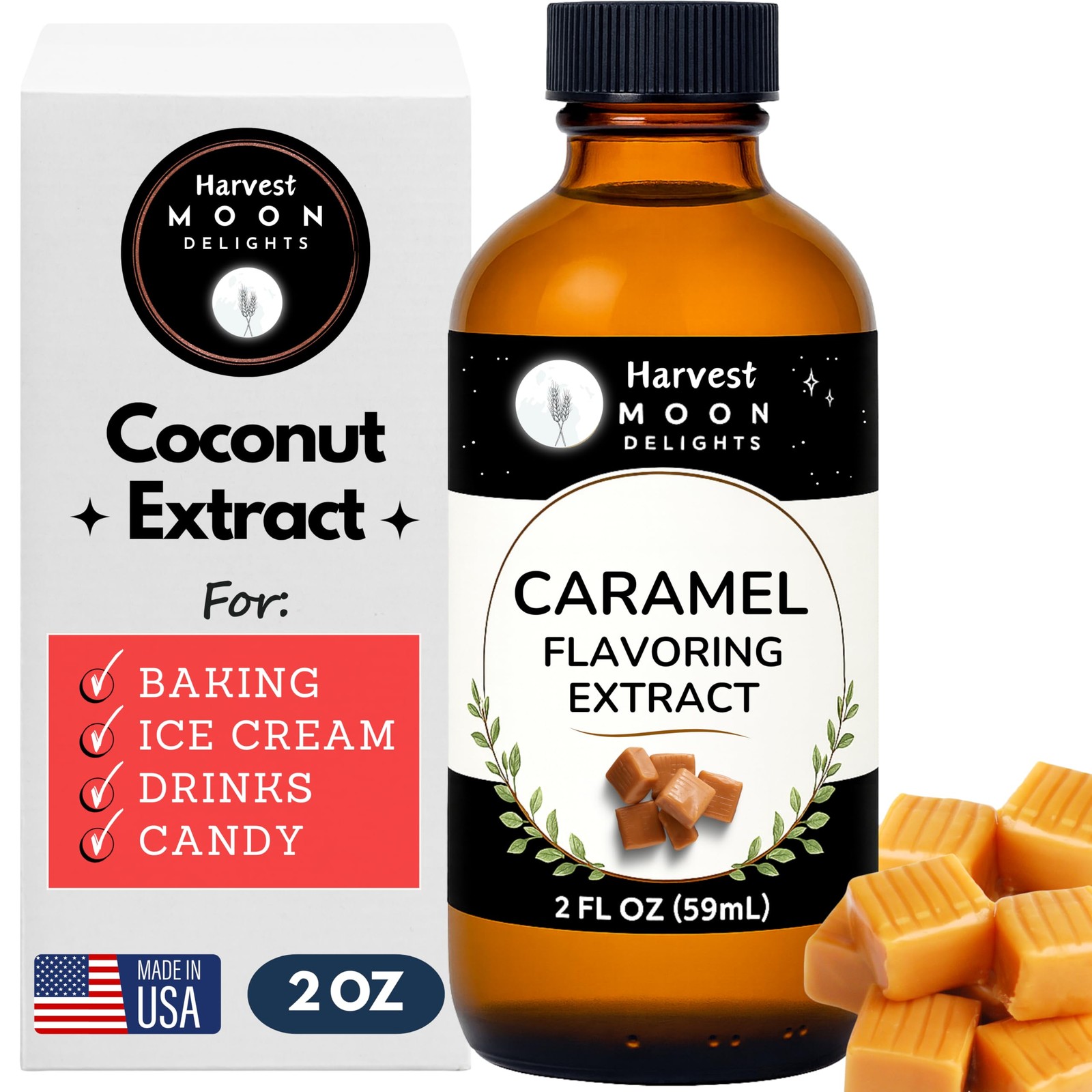 Natural Caramel Extract for Baking, Drinks, Ice Cream and Candy – 2 Oz – – Ca…