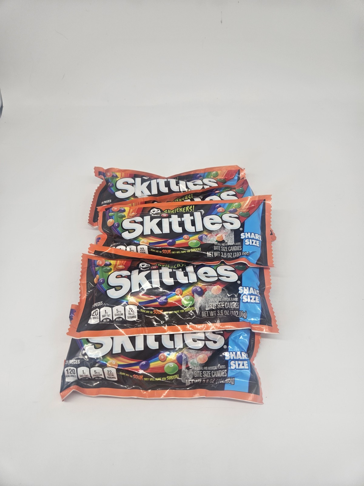 6 Packs New SKITTLES Shriekers Sour Candy 3.6 Oz Share Size Assorted Flavors