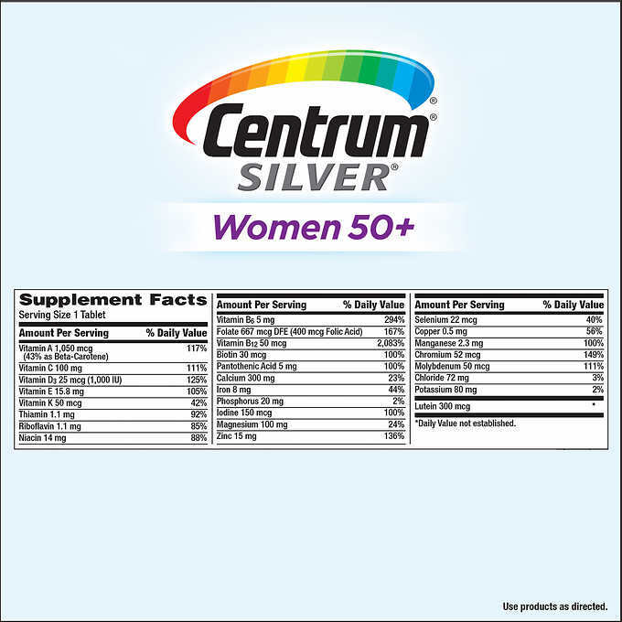 275 Tab Centrum Silver Women 50+ Multivitamin Multimineral Supplement Vitamin D3