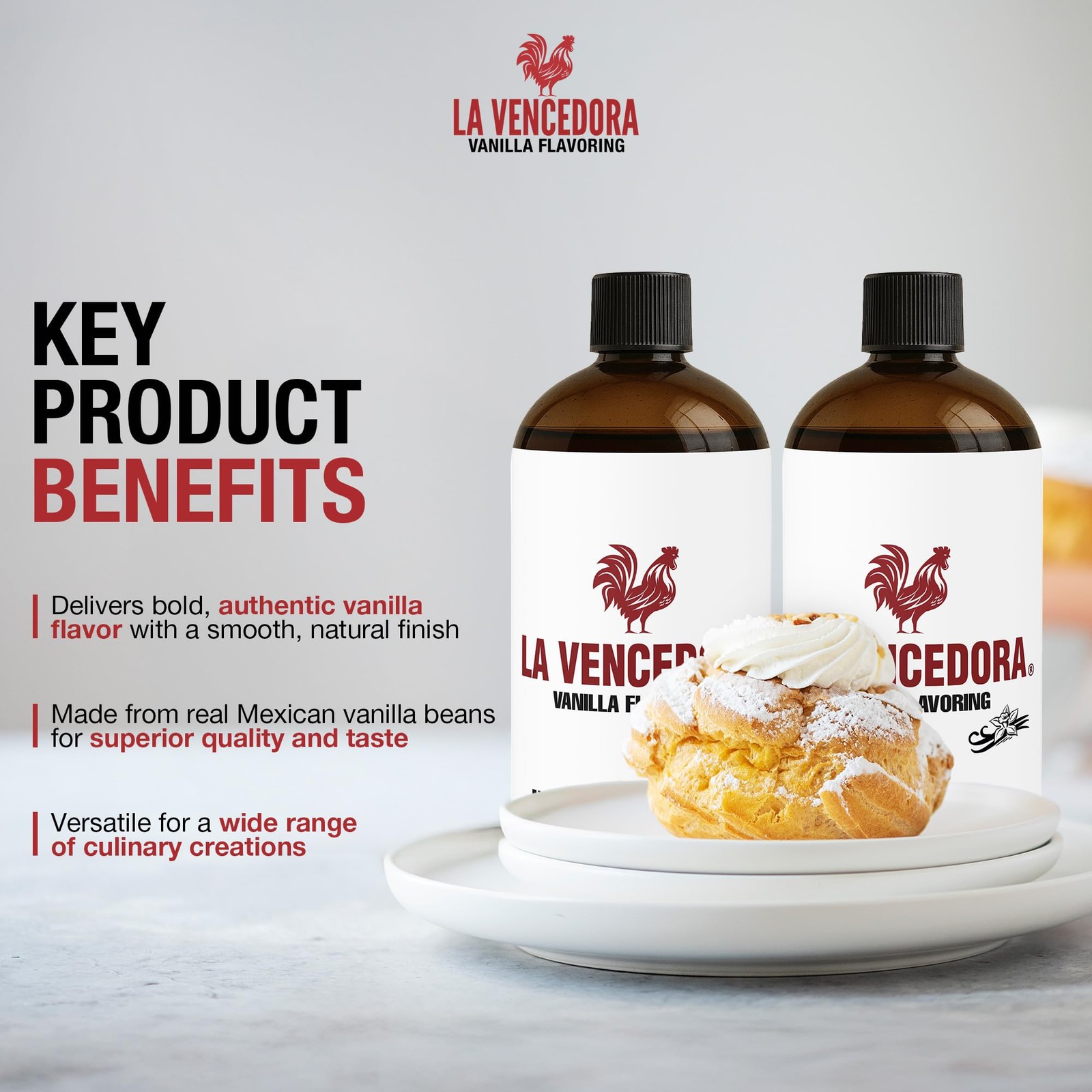 La Vencedora Mexican Vanilla – Large 32oz Bottles (Pack 32 Fl Oz of 2)