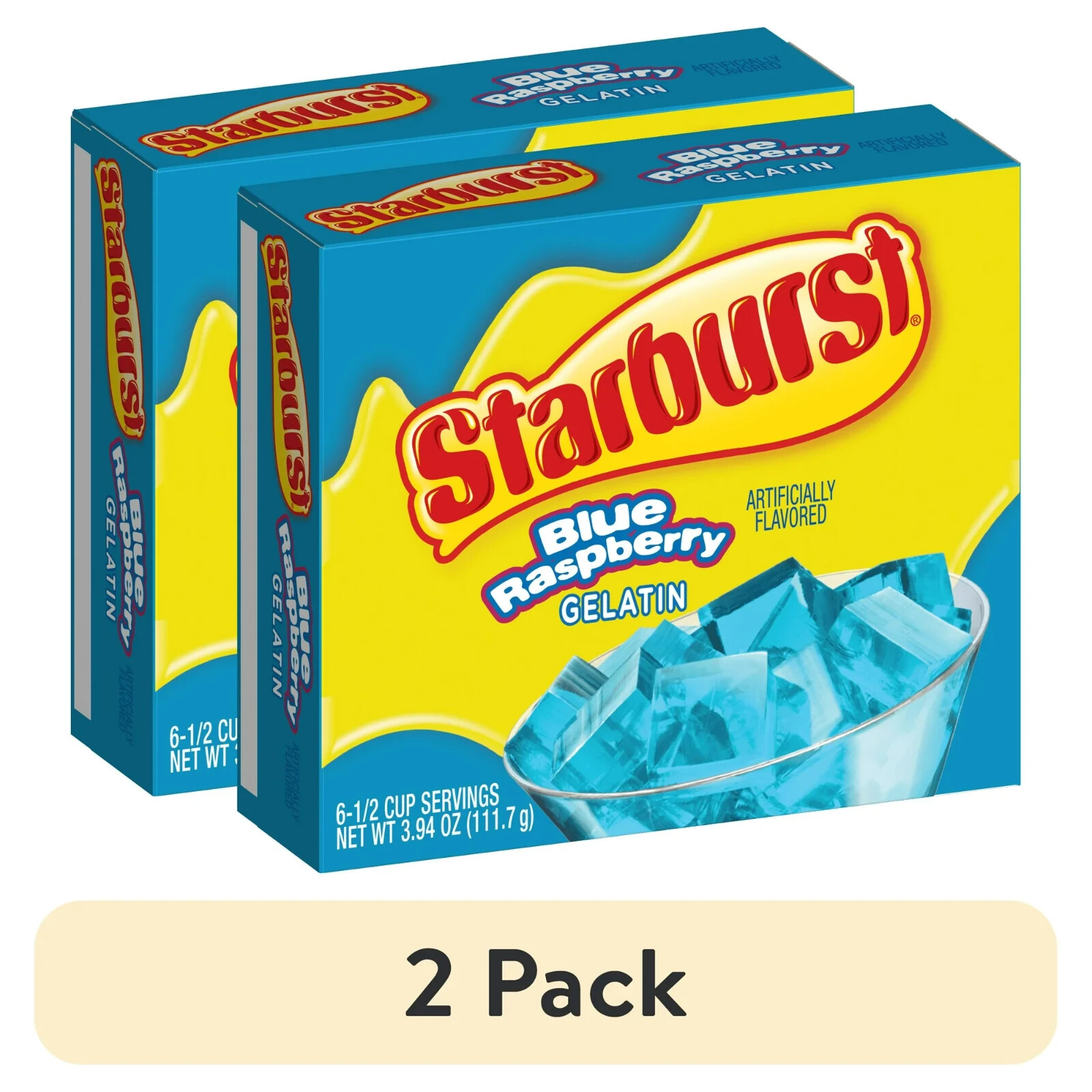 (2) Starburst 3.94 oz. BLUE RASPBERRY Gelatin Dessert 6-Servings Jello BB 1/2027