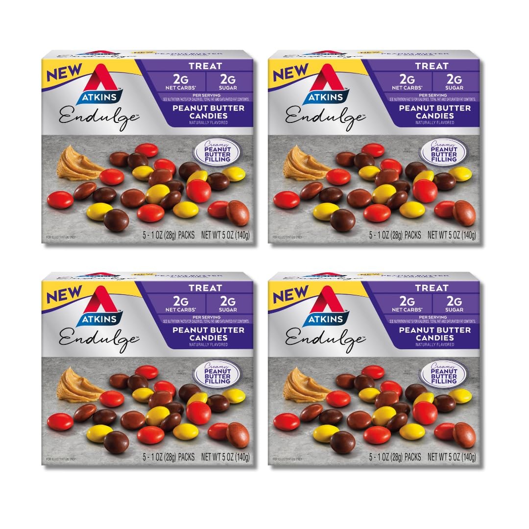 Atkins Endulge Treat, Peanut Butter Candies, 2g Net 5 Count (Pack of 4)