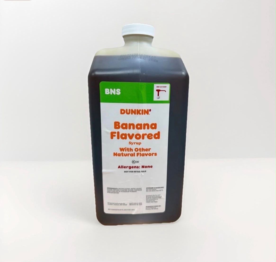 Dunkin Banana Flavored Syrup 64oz Jug With Pump Free Shipping, Expires August 8
