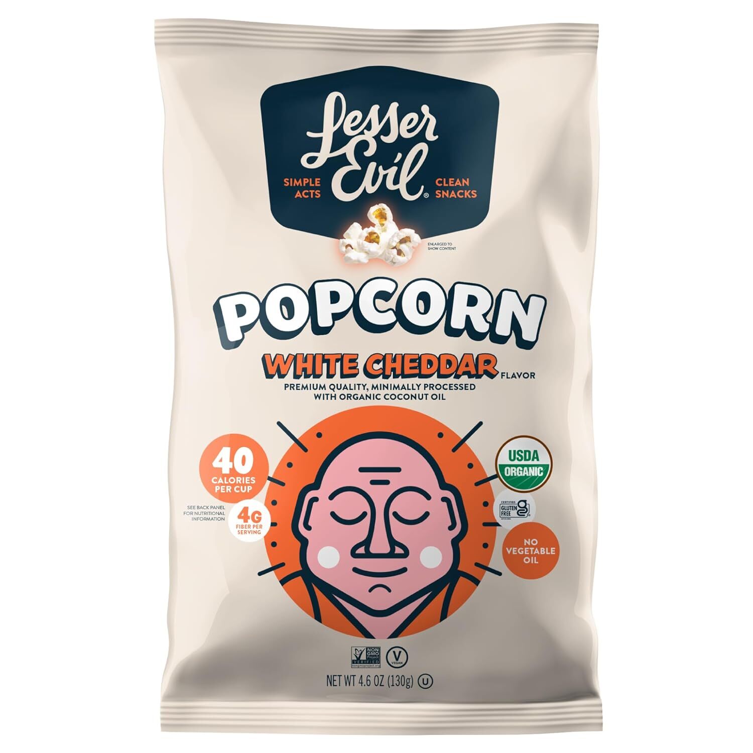Lesser Evil Organic Popcorn No Cheese Cheesiness 5 Oz