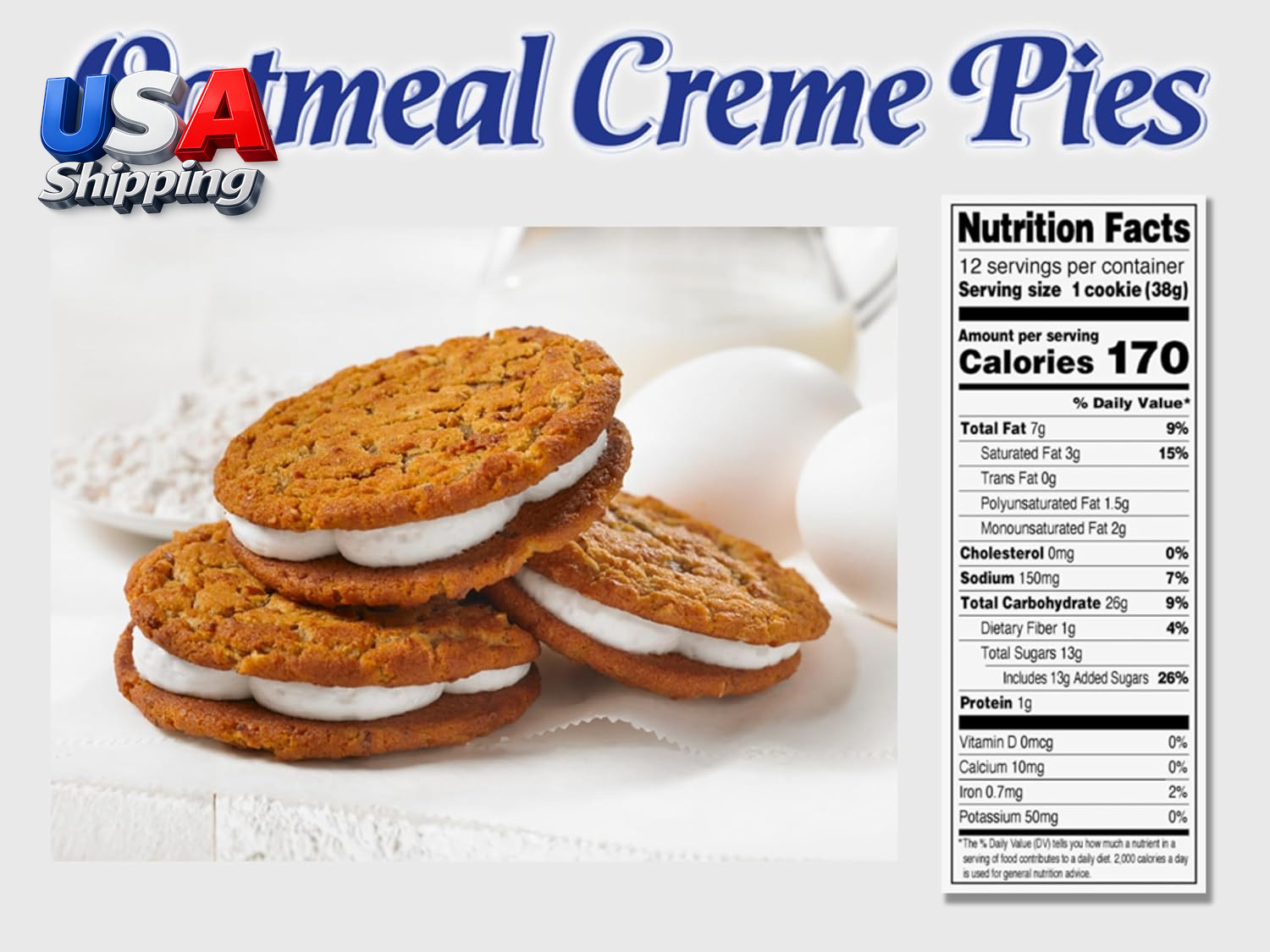 Oatmeal Crème Pies, 12 Individually Wrapped Sandwich Cookies, 16.2 OZ Box