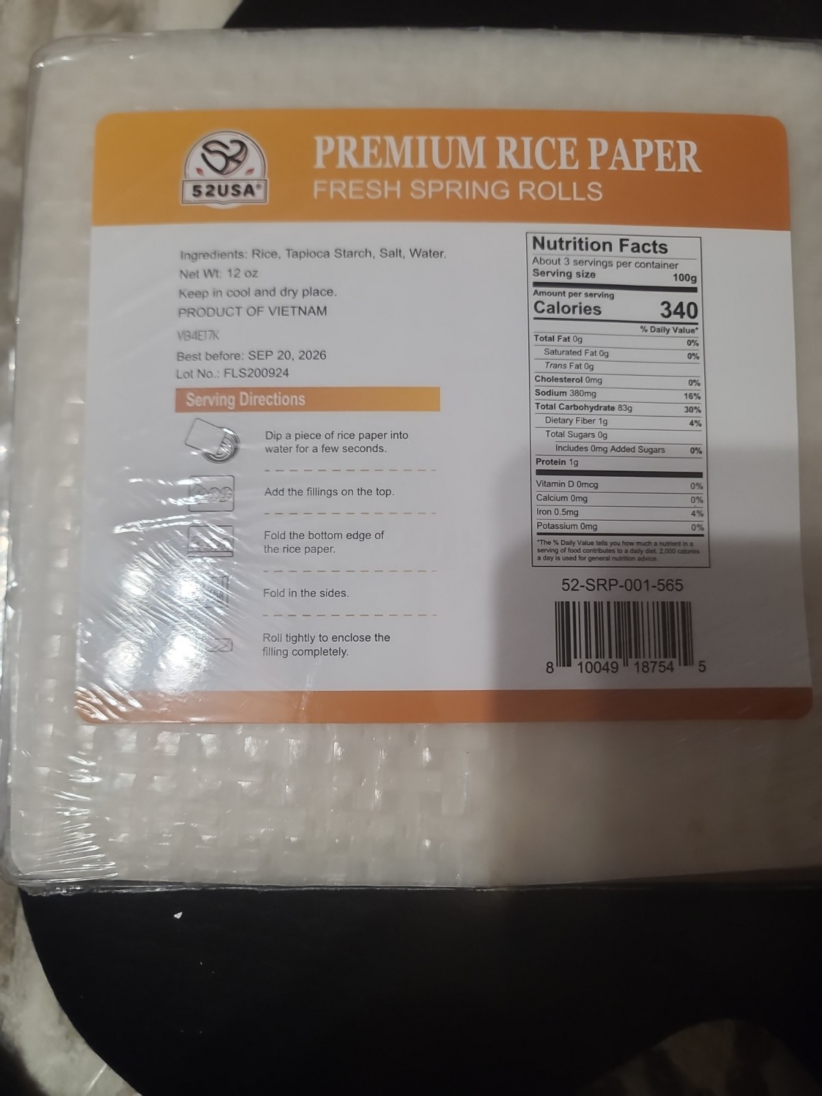 52USA Square Rice Paper, 1 Pack, Pack of 1 (34 Sheets), White Paper