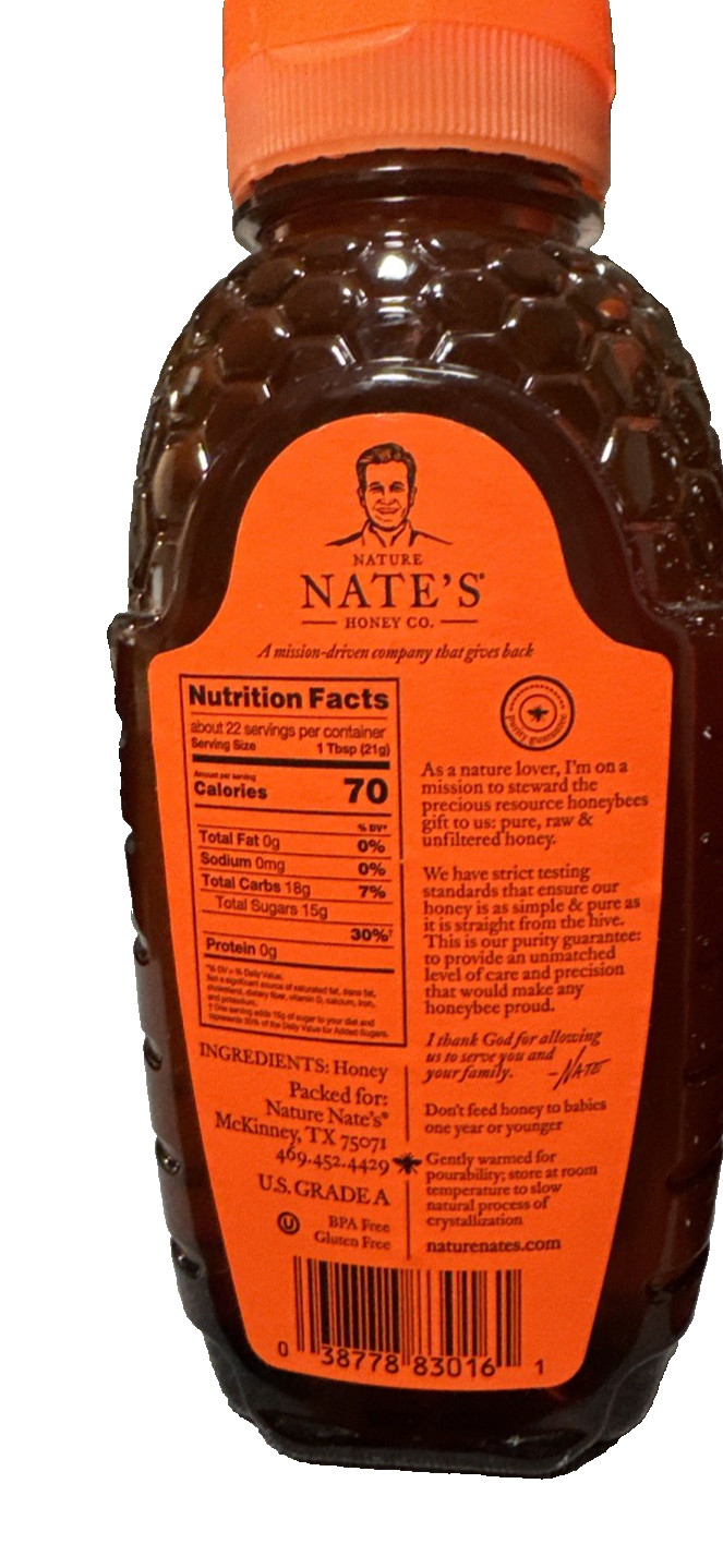 Honey Raw & Unfiltered 100% Pure Nate’s Honey Lot of 4