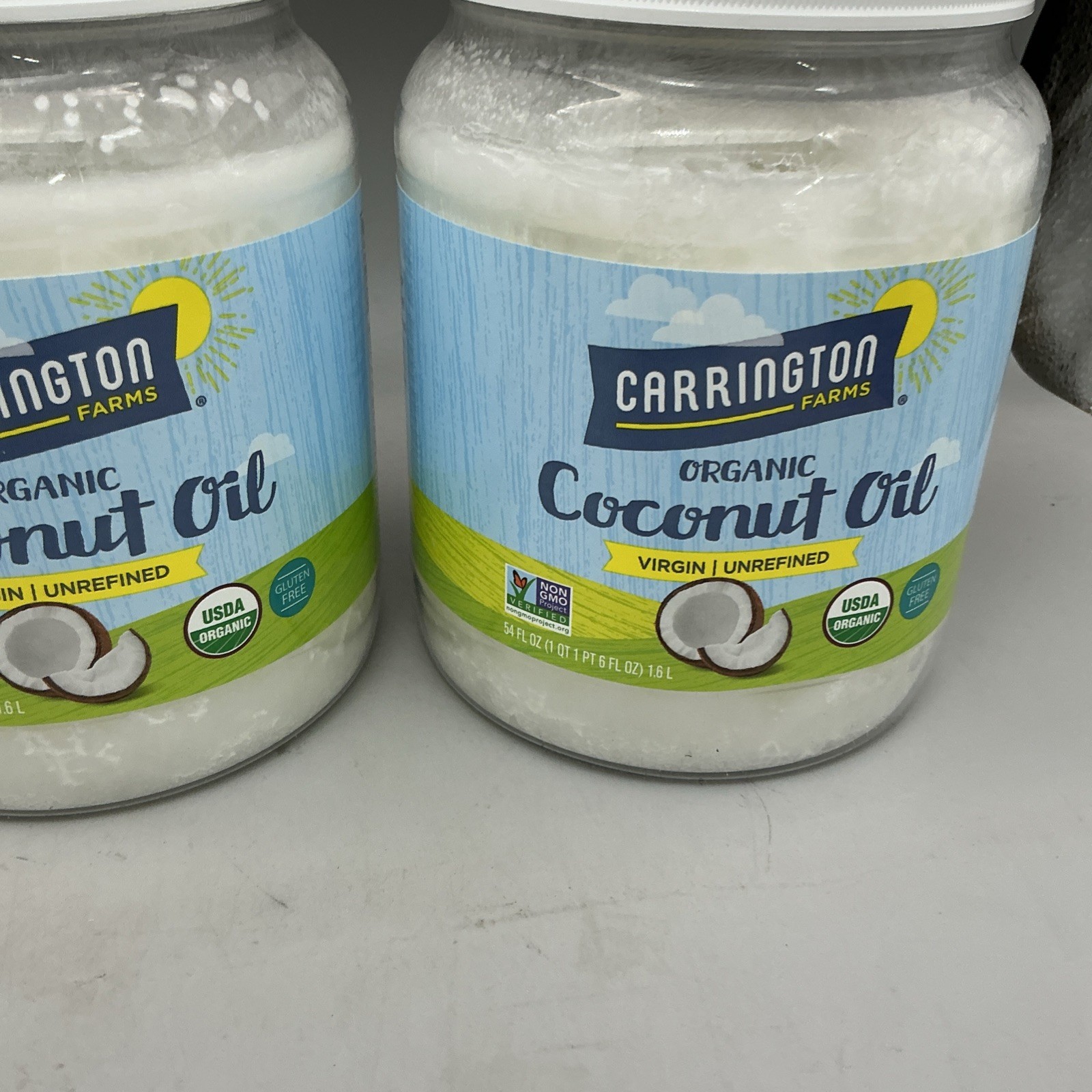 2 Pack Carrington Farms Gluten Free Unrefined Virgin Organic Coconut 54oz 07/27