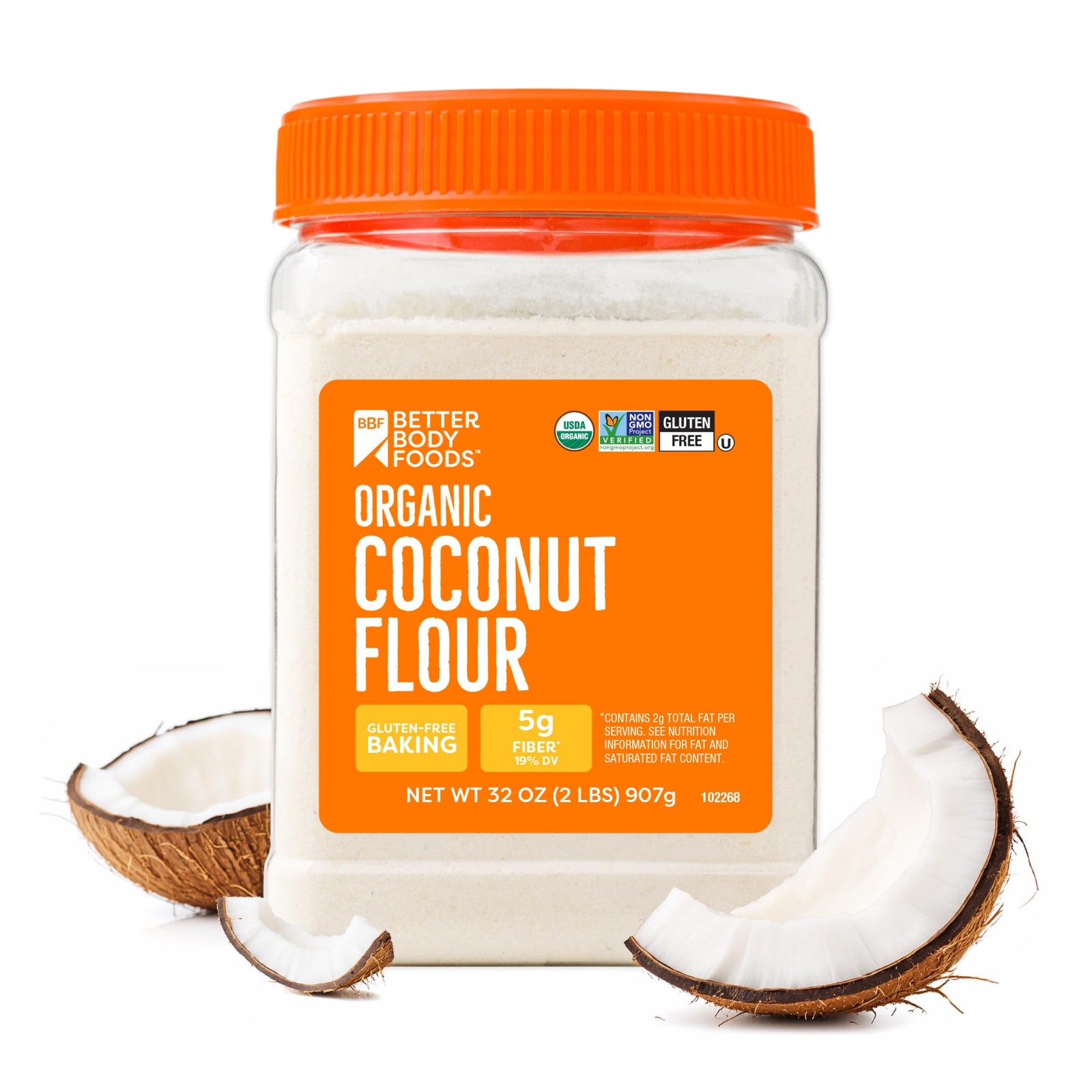 BetterBody Foods Organic Coconut 36 Ounce (Pack of 1), Flour 2.25lb