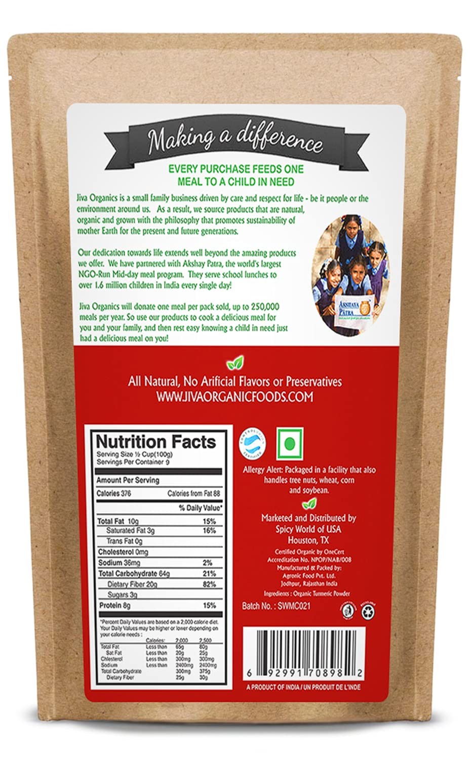 Organic Turmeric Powder 2 LB Bulk Bag – Lab 2 Pound (Pack of 1), Yellow