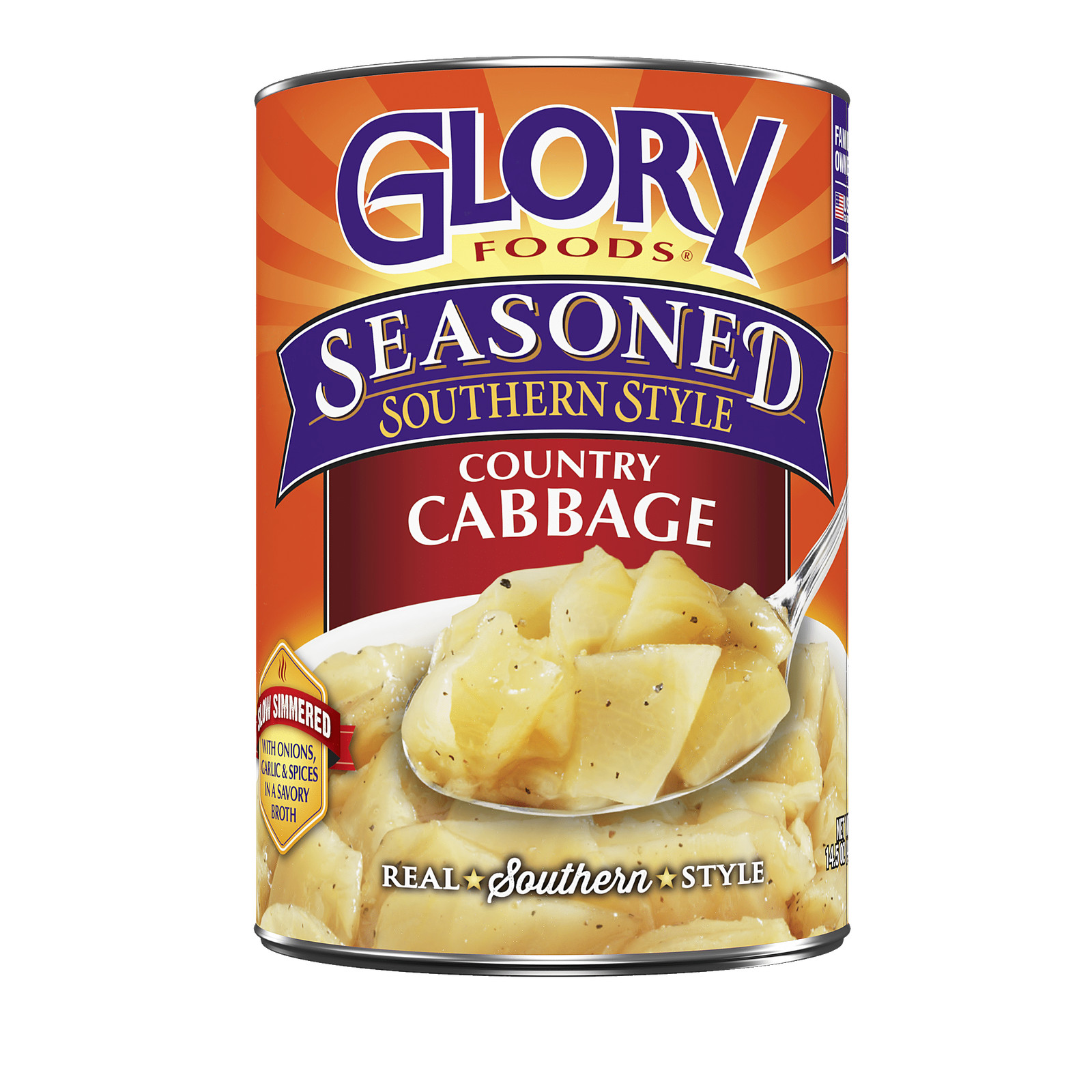 (12 pack) Glory Foods Canned Seasoned Country Cabbage, 14.5 oz, Can