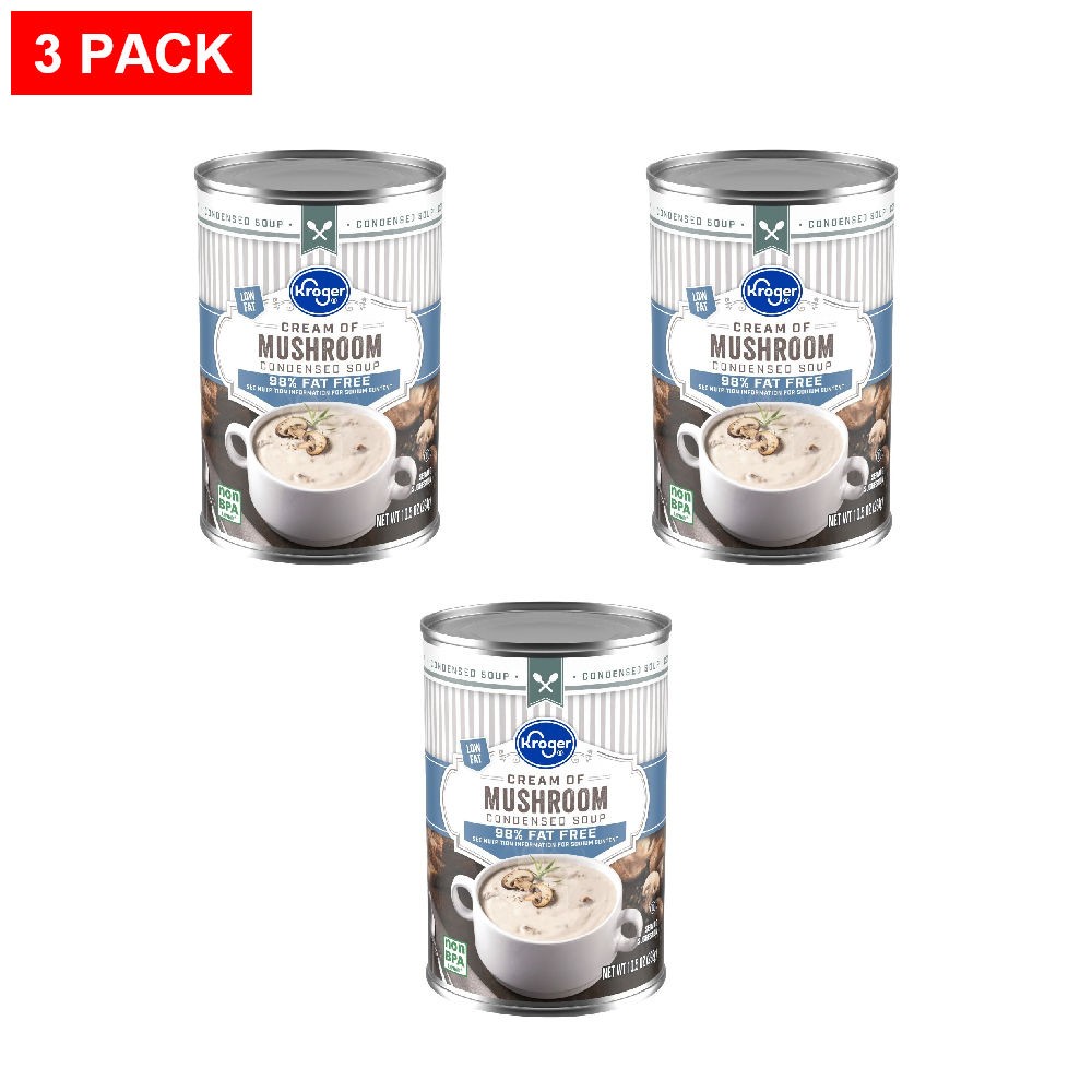 Kroger 98% Fat Free Cream of Mushroom Condensed Soup 10.5 oz – Pack of 3