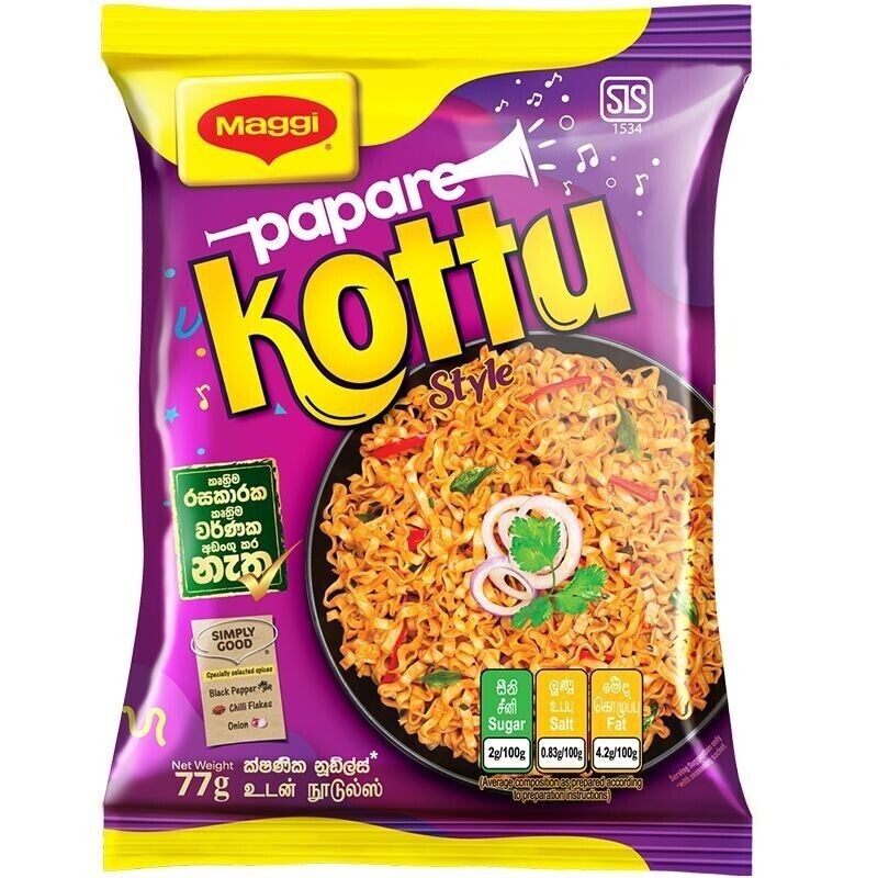 Maggi Papare Kottu Instants Noodles from SriLanka 77g Deviled Chicken Flavored