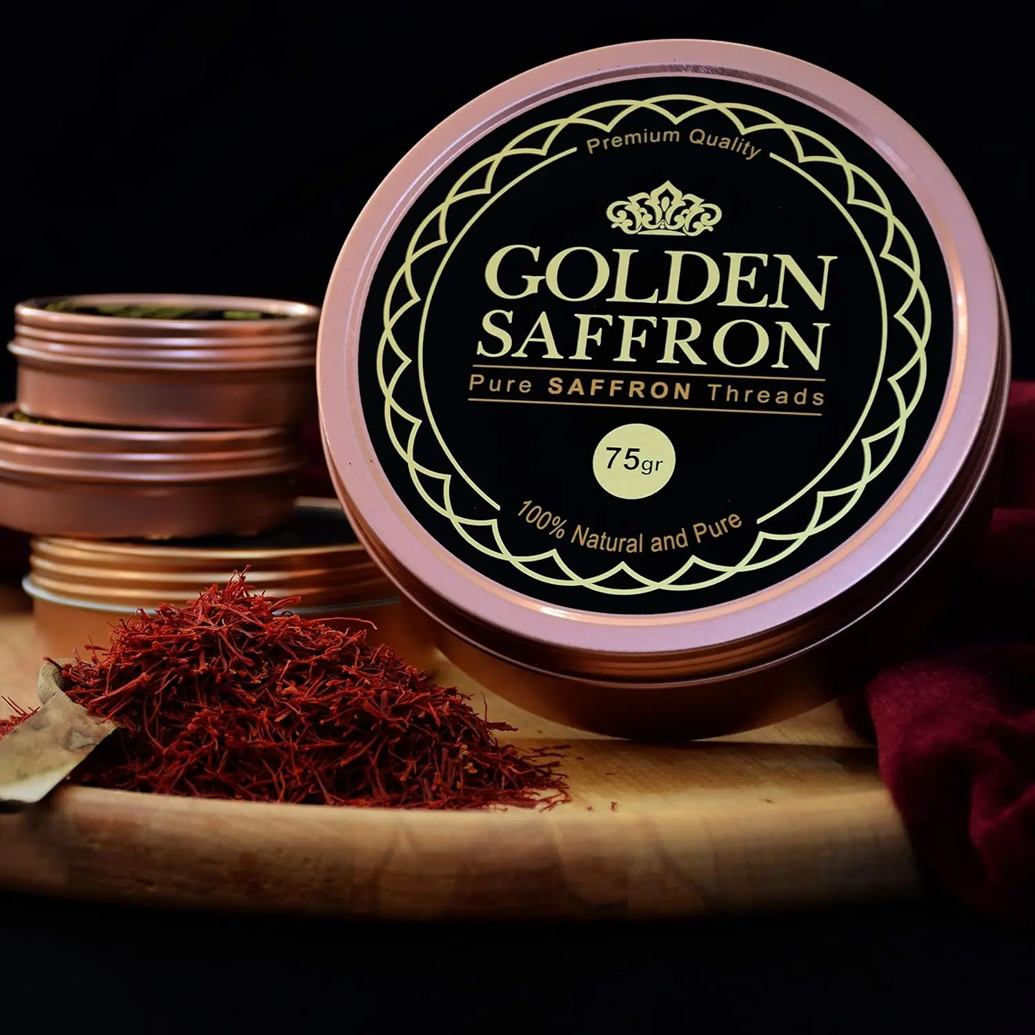 Golden Saffron, Finest Pure Premium All Red Saffron Threads, Grade A+ Super Negi