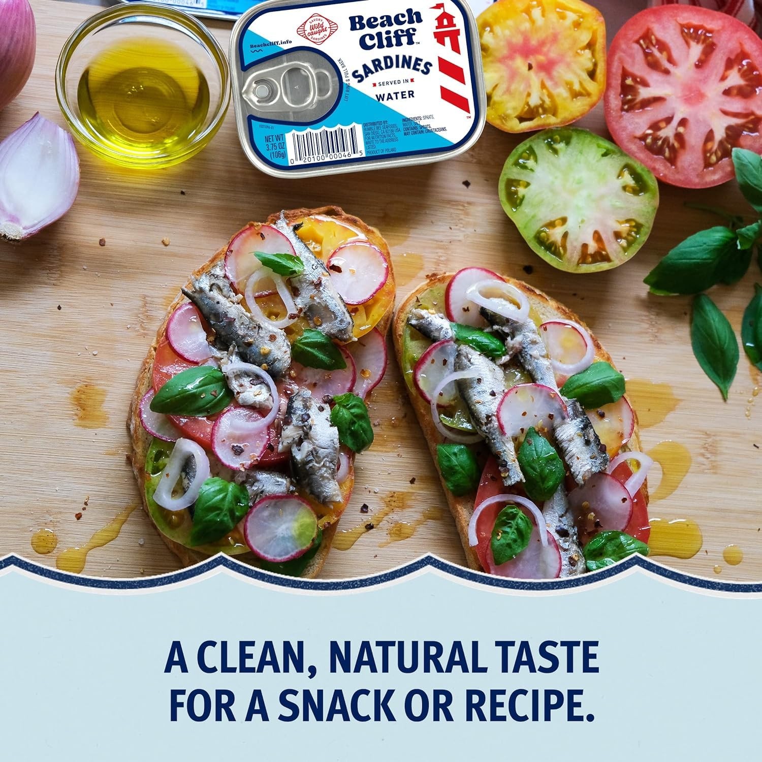 Beach Cliff Sardines in Water 3.75 Oz Cans, Wild Caught, 12 Pack, Gluten Free
