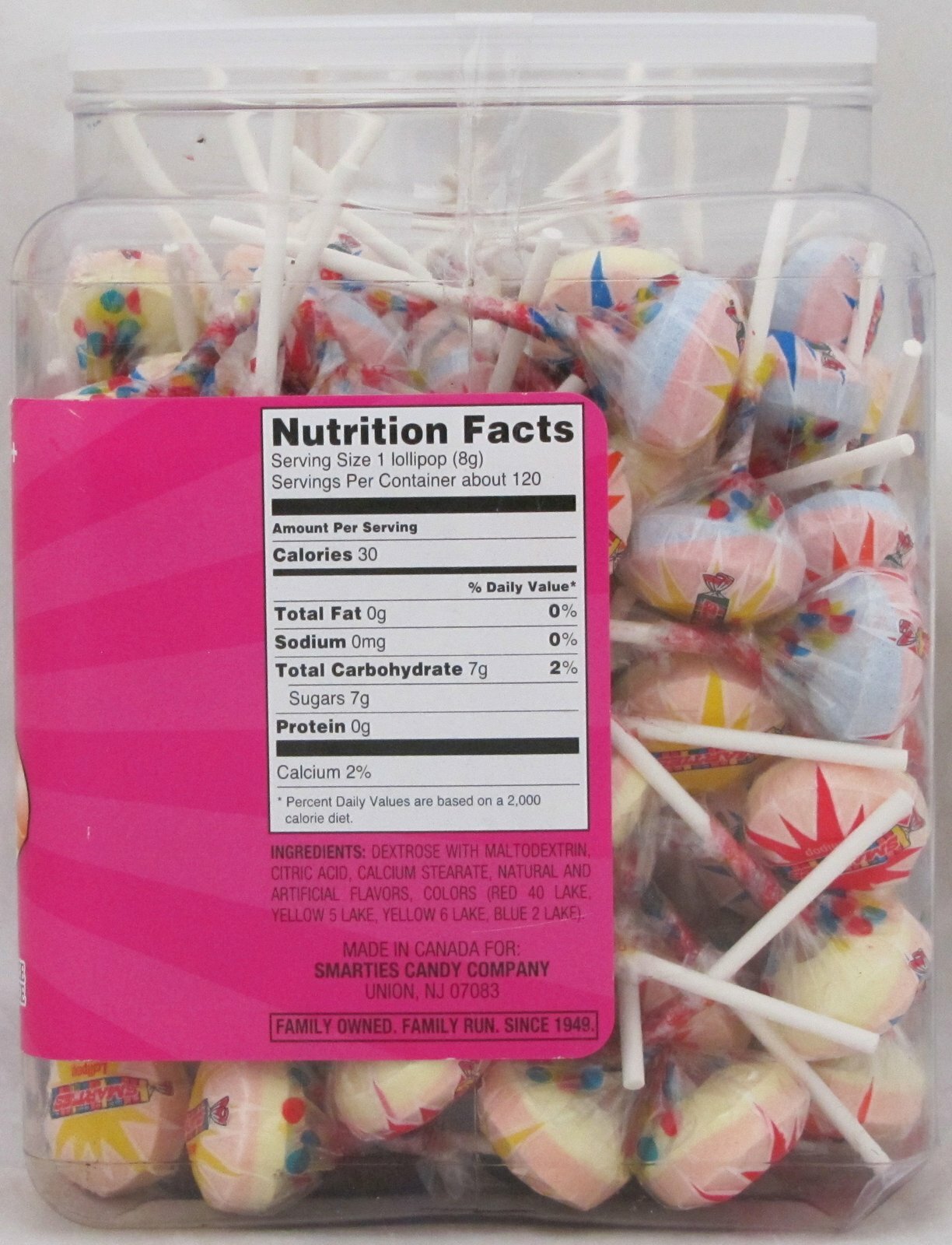 Smarties Double Lollies Pops Candy 120 Ct Tub Suckers Lollipops Bulk OVER 2 LB