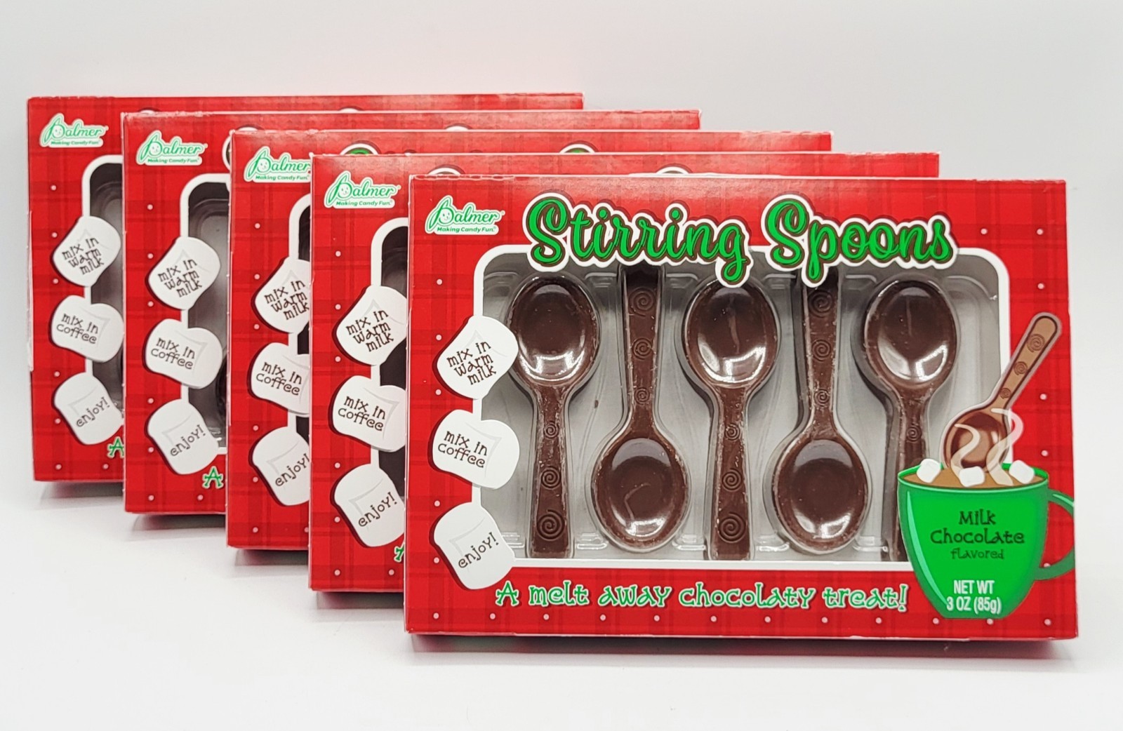 5 Boxes Milk Chocolate Stirring Spoons 3 Oz Packs Edible Melts for Hot Drinks