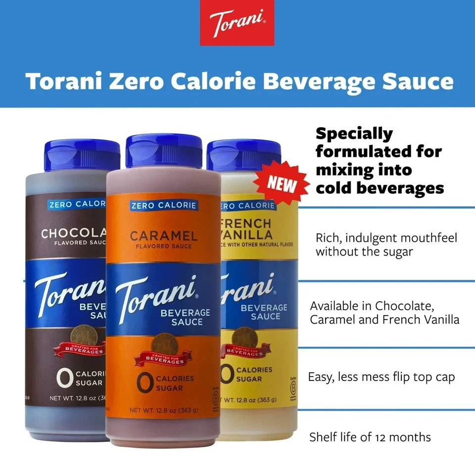 (pack of 2)Torani Zero calorie caramel Beverage Sauce 12.8 oz (Each)….