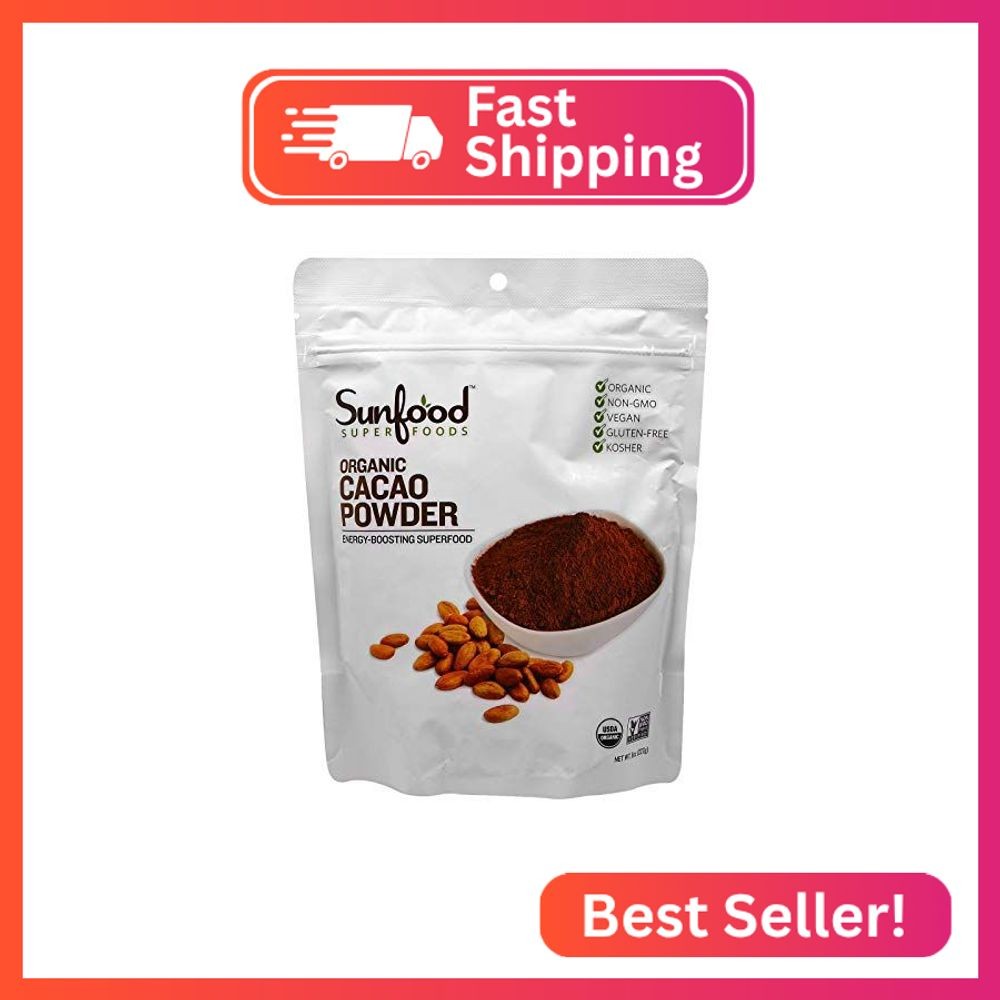 Sunfood Superfoods Cacao Powder Organic – Pure Raw Chocolate Powder for Baking,
