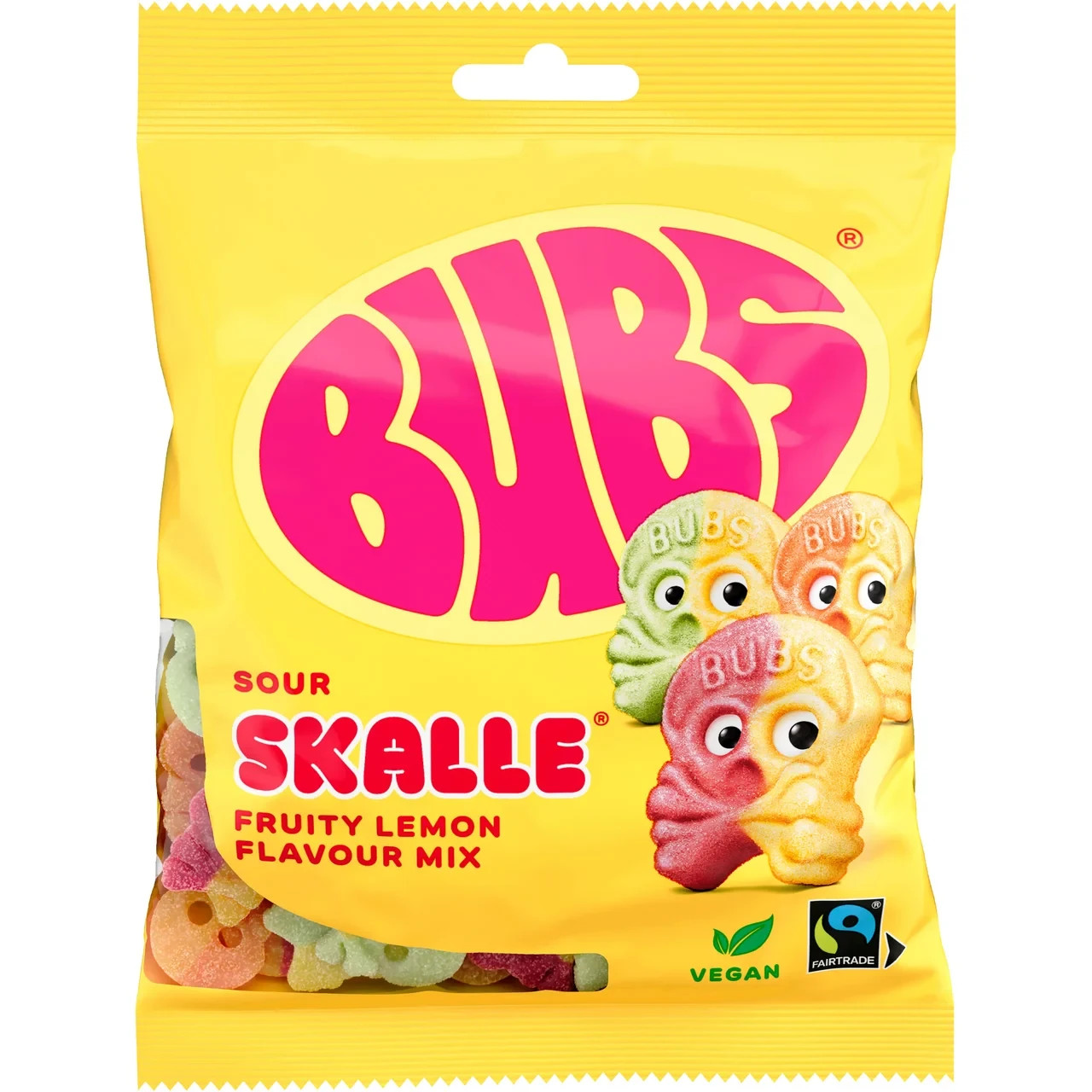 Bubs Surskalle Gelatin-Free 190g Swedish Sour Candy Fairtrade Skull Sweet