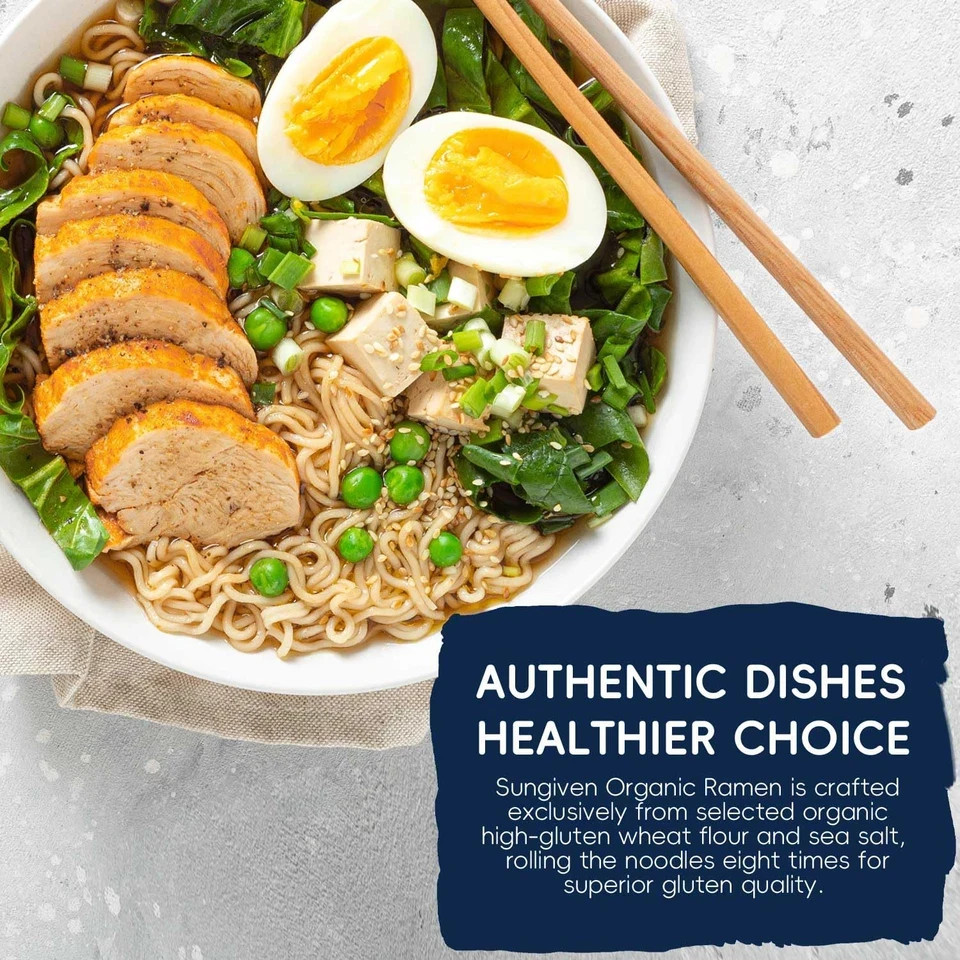 Organic Ramen Noodles Healthy Low Sodium Ready in 3 Minutes Non-Fried Instant No