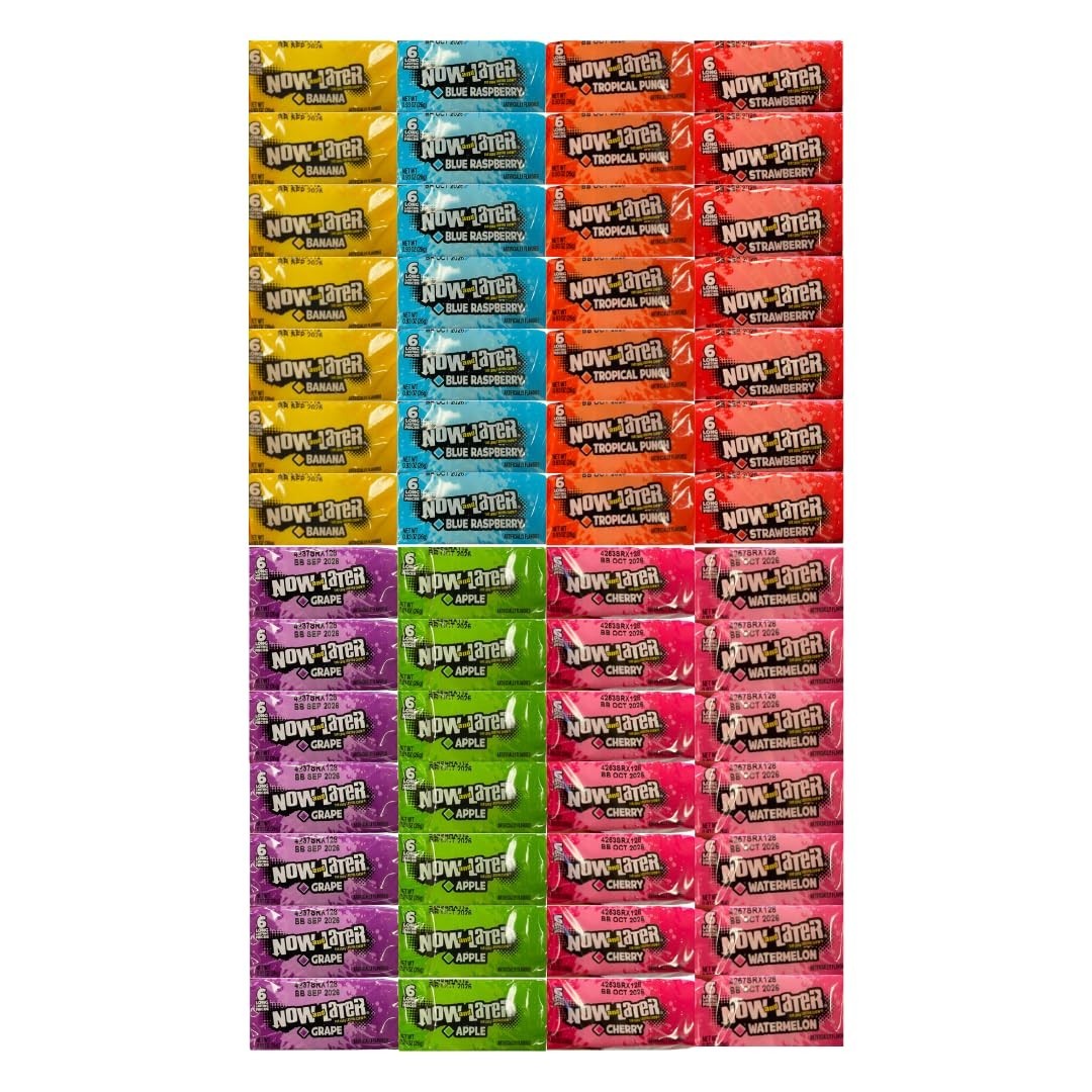 (56 PACK) Now & Later Candy Variety Pack – 8 Flavors
