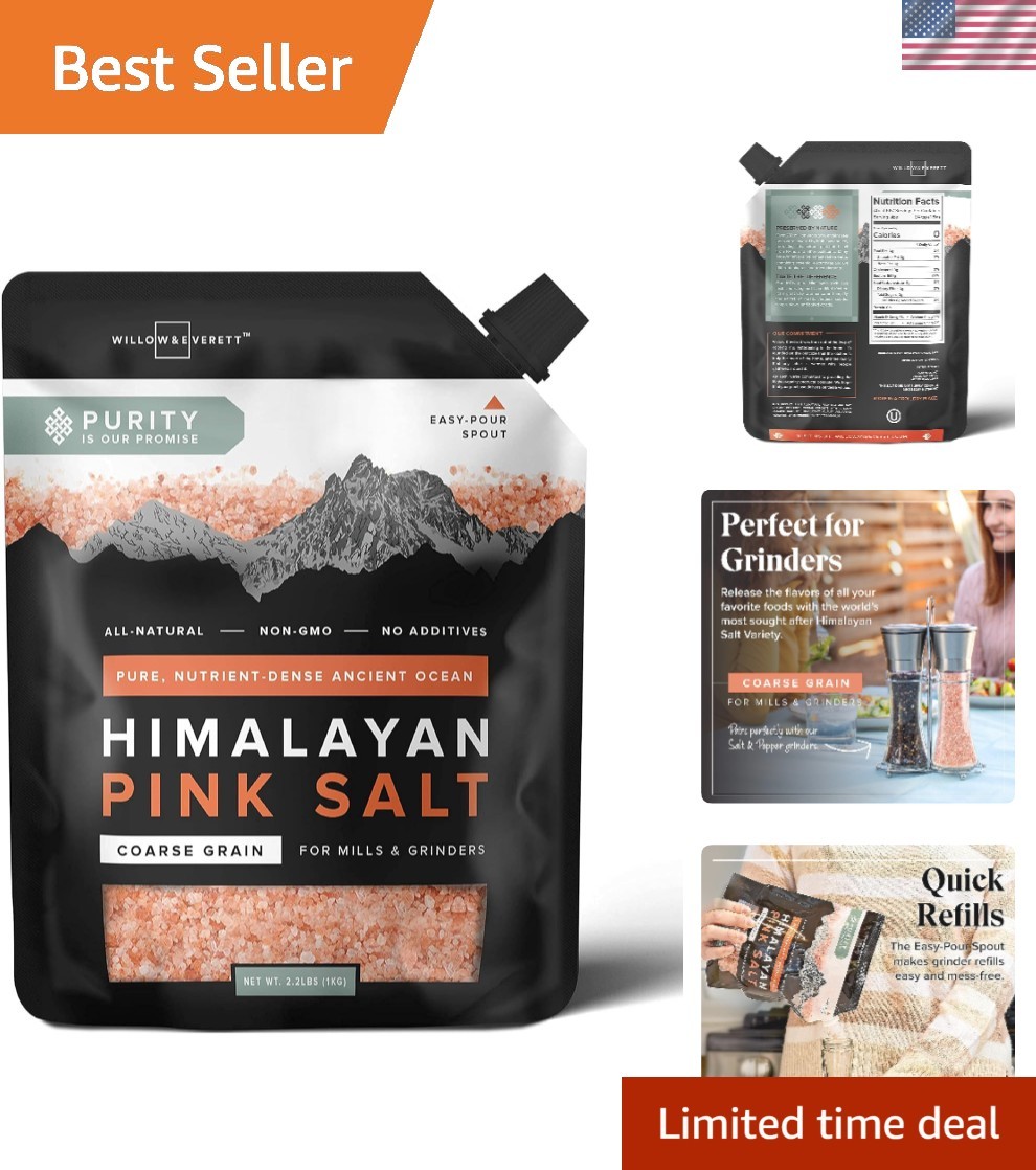 Coarse Himalayan Pink Salt – 2.2 lb Resealable Bag for Flavorful Cooking