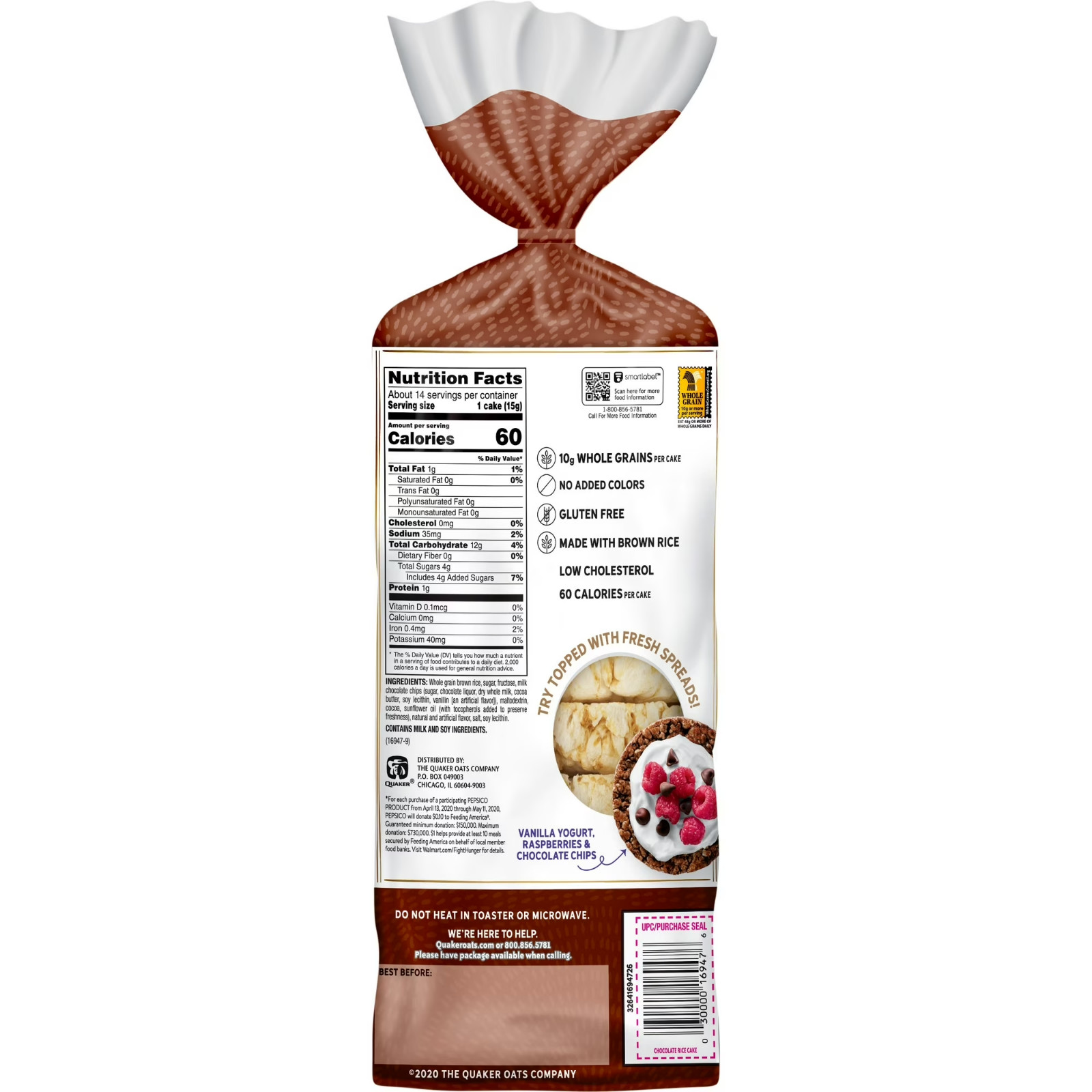 2 Pack Chocolate Whole Grain Rice Cakes, 7.23 oz Free Shipping in 2 Days..