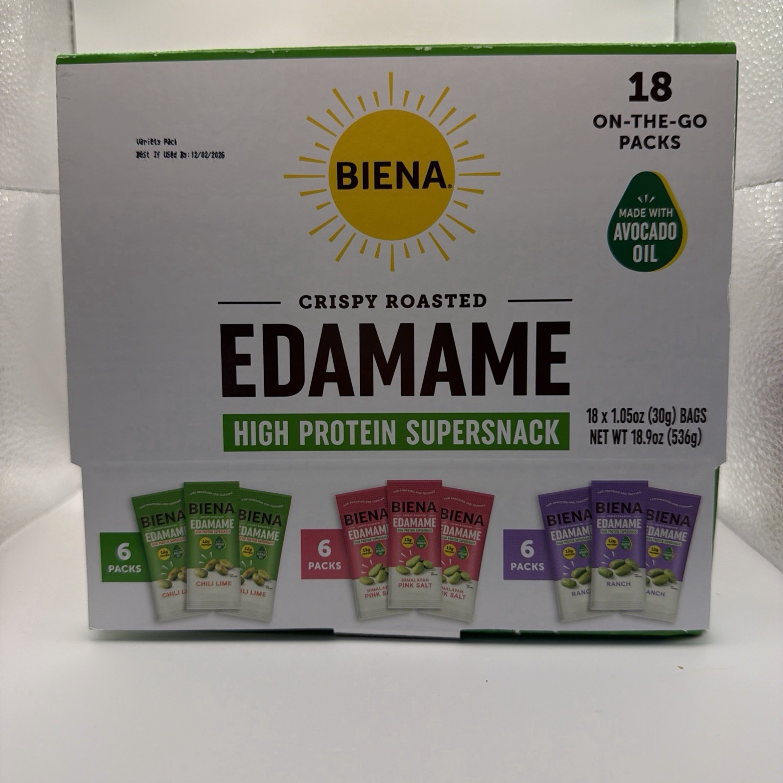 Biena Crispy Roasted Edamame Beans Snack – High Protein Low Carb Snack for Ad…