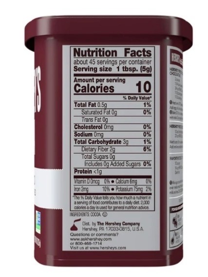 Hershey’s Natural Unsweetened Cocoa Powder, 8 OZ, 226 grams, 100% CACAO 🇺🇸