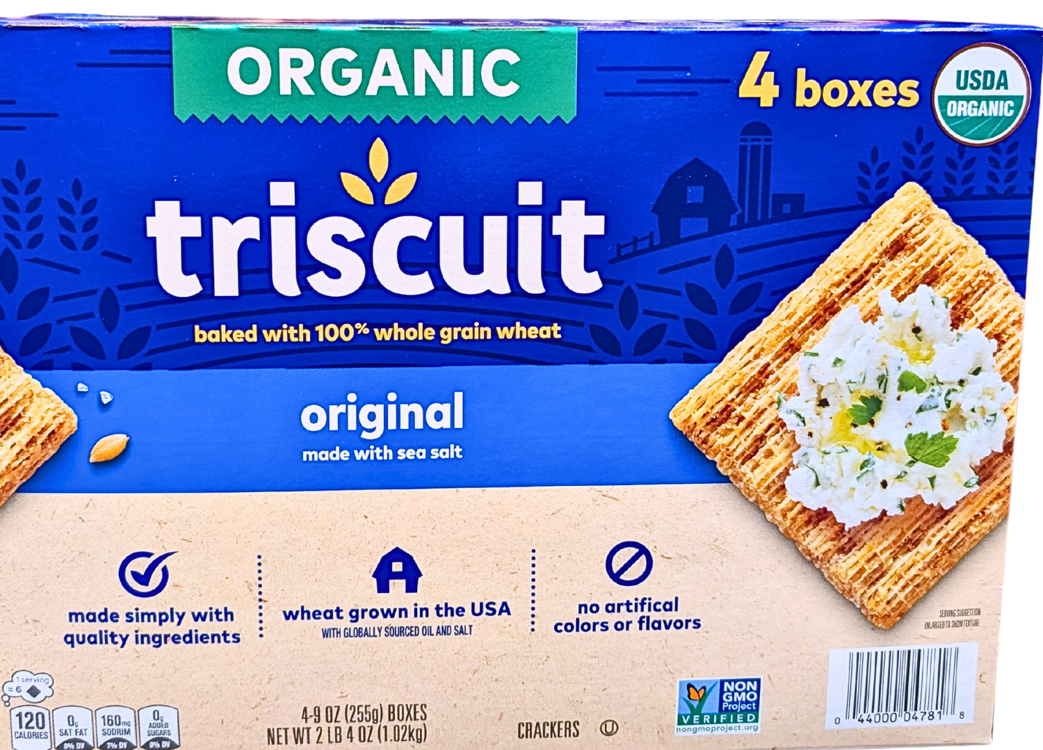 Nabisco Original Triscuit Organic Sea Salt 4×9 Ounce Box EXP 05/2026