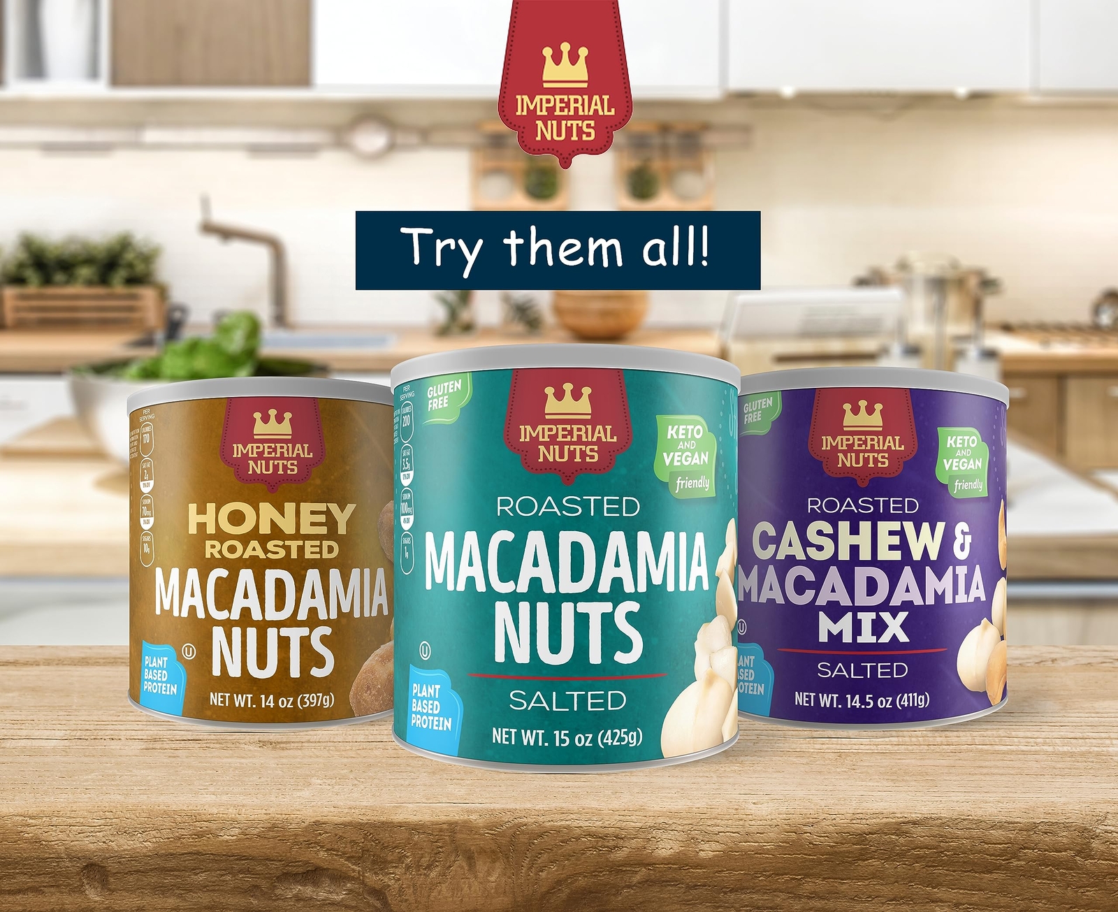 Salted Roasted Macadamia Nuts Organic Healthy Snack 15 Oz Resealable Can