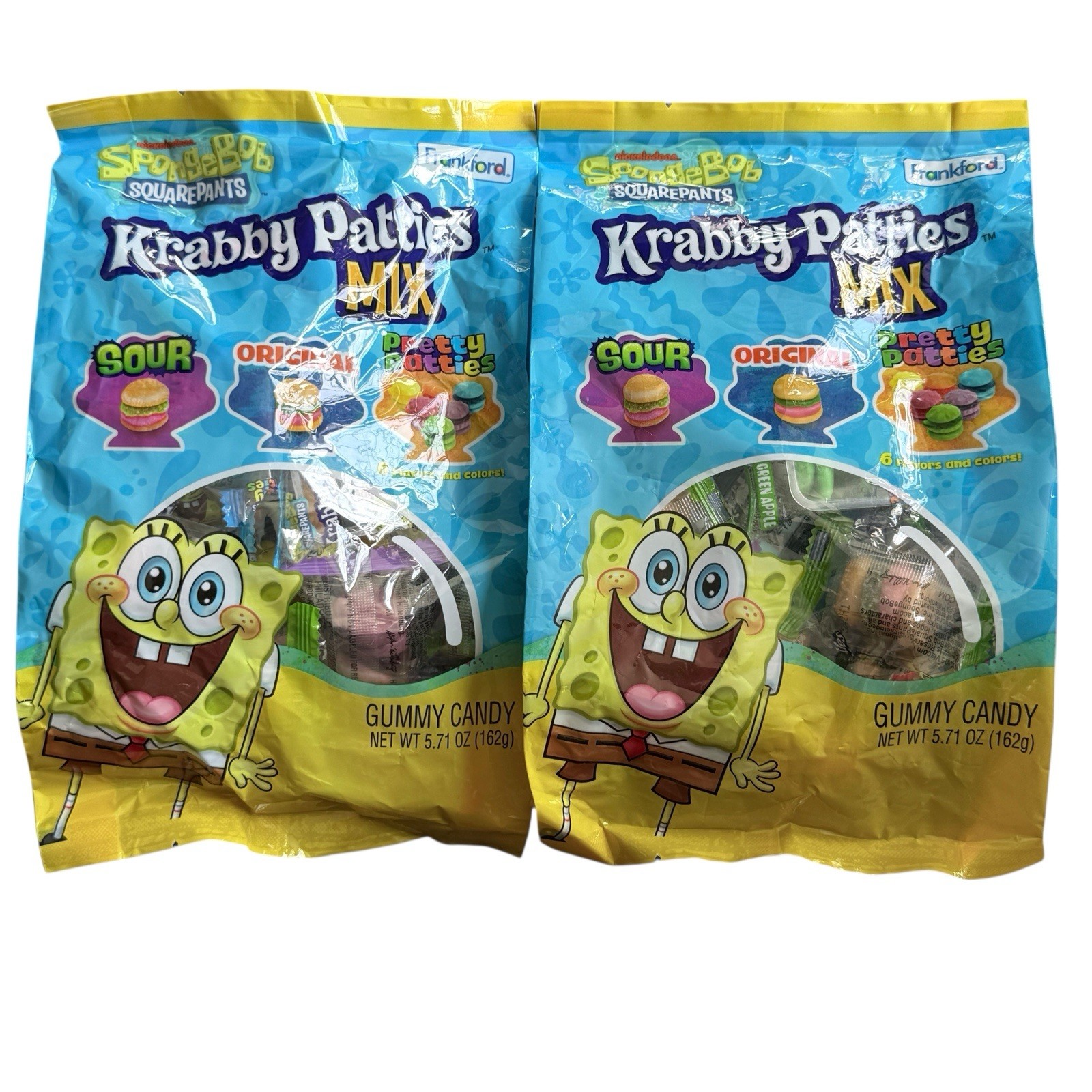 SpongeBob Krabby Patties Mix Gummy Candy X2 SOUR +ORIGINAL +PRETTY PATTIES 2BAGS