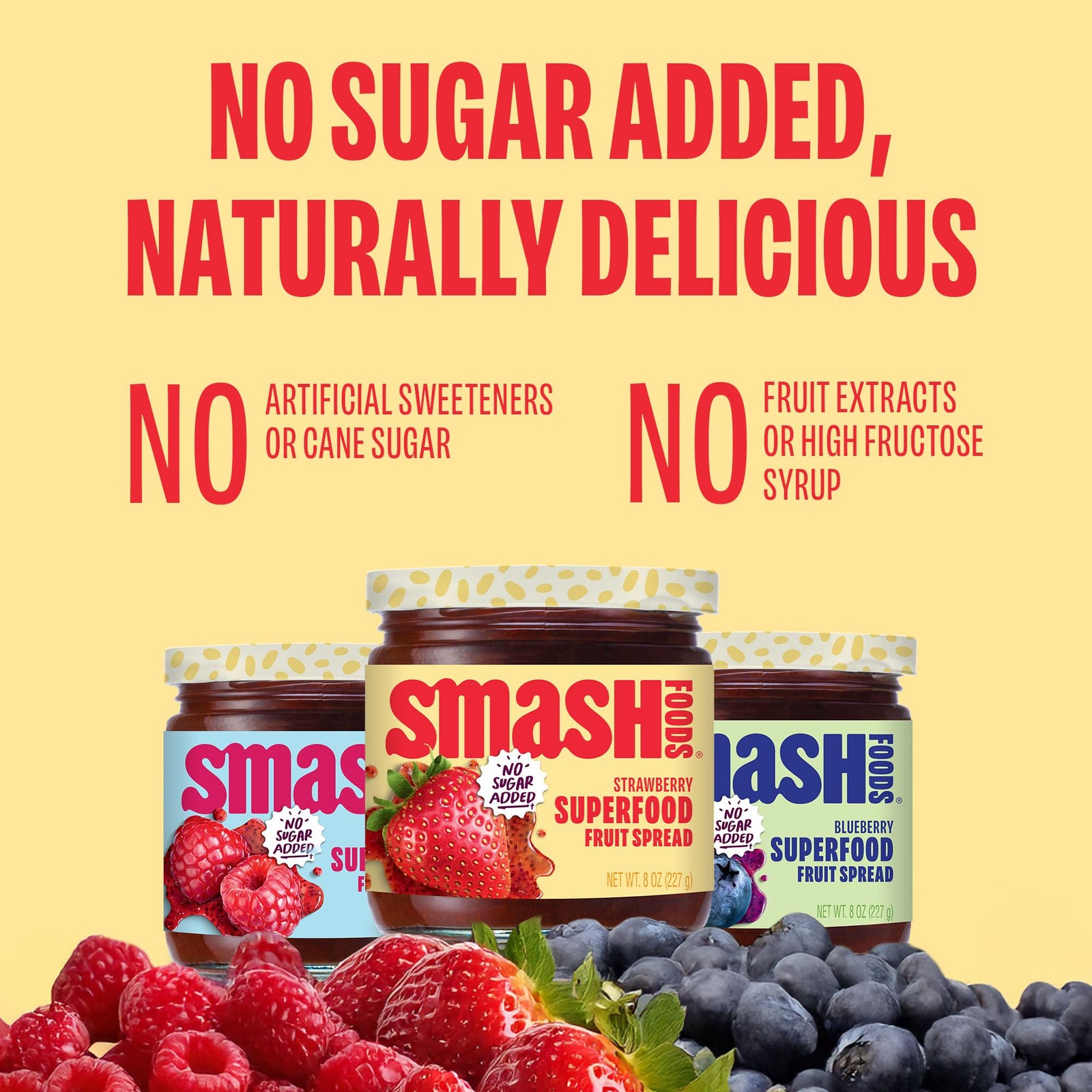 Jam Variety 3-Pack No Sugar Added Strawberry Raspberry Blueberry Keto Friendly