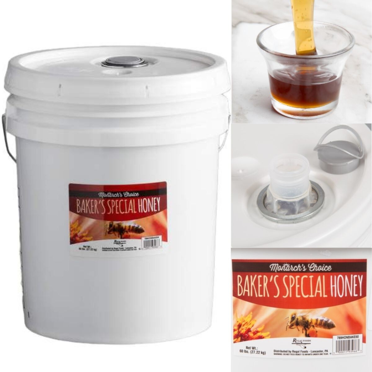 Pure Honey 60 LB Bulk 5 Gallon Pail Natural Kosher Gluten Free Bakers Special