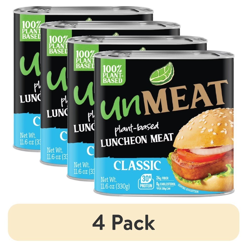 Canned Luncheon Meat Style 4 Pack Plant Based Vegan Meat Alternative 11.6 oz