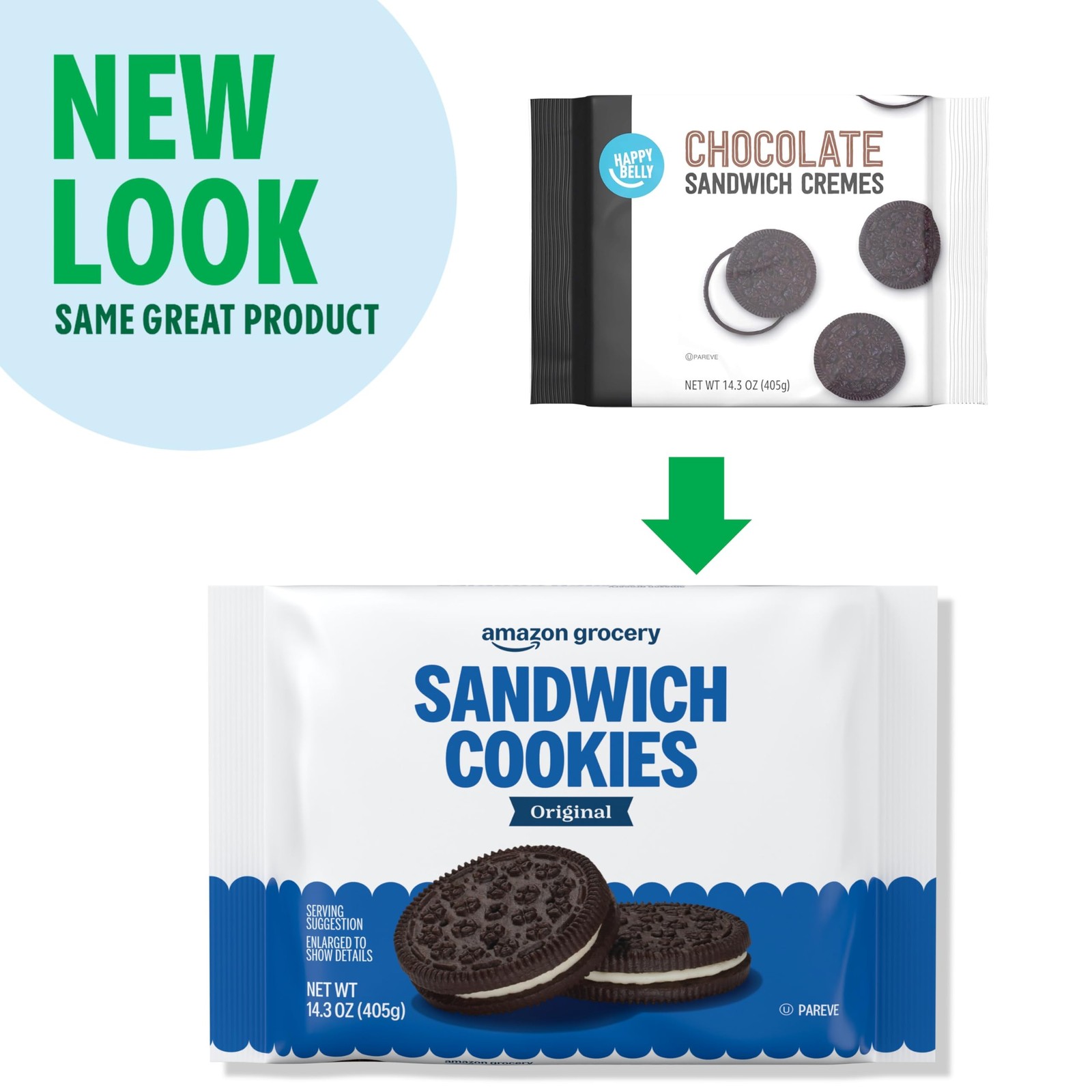 Amazon Grocery, Original Sandwich 14.3 Ounce (Pack of 1), Chocolate, Vanilla