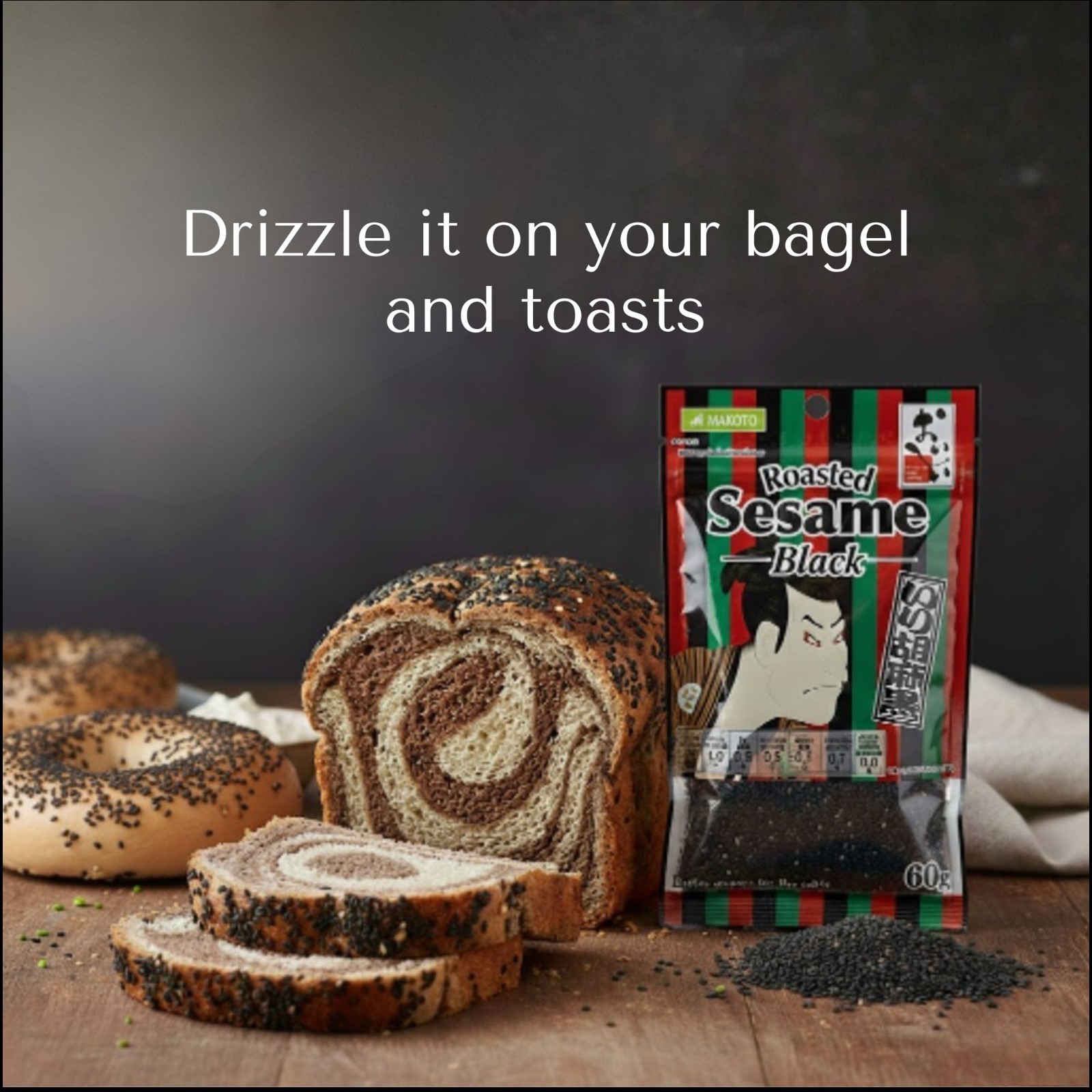 100% Roasted Black Sesame – Japan Quality60g (2.1oz)