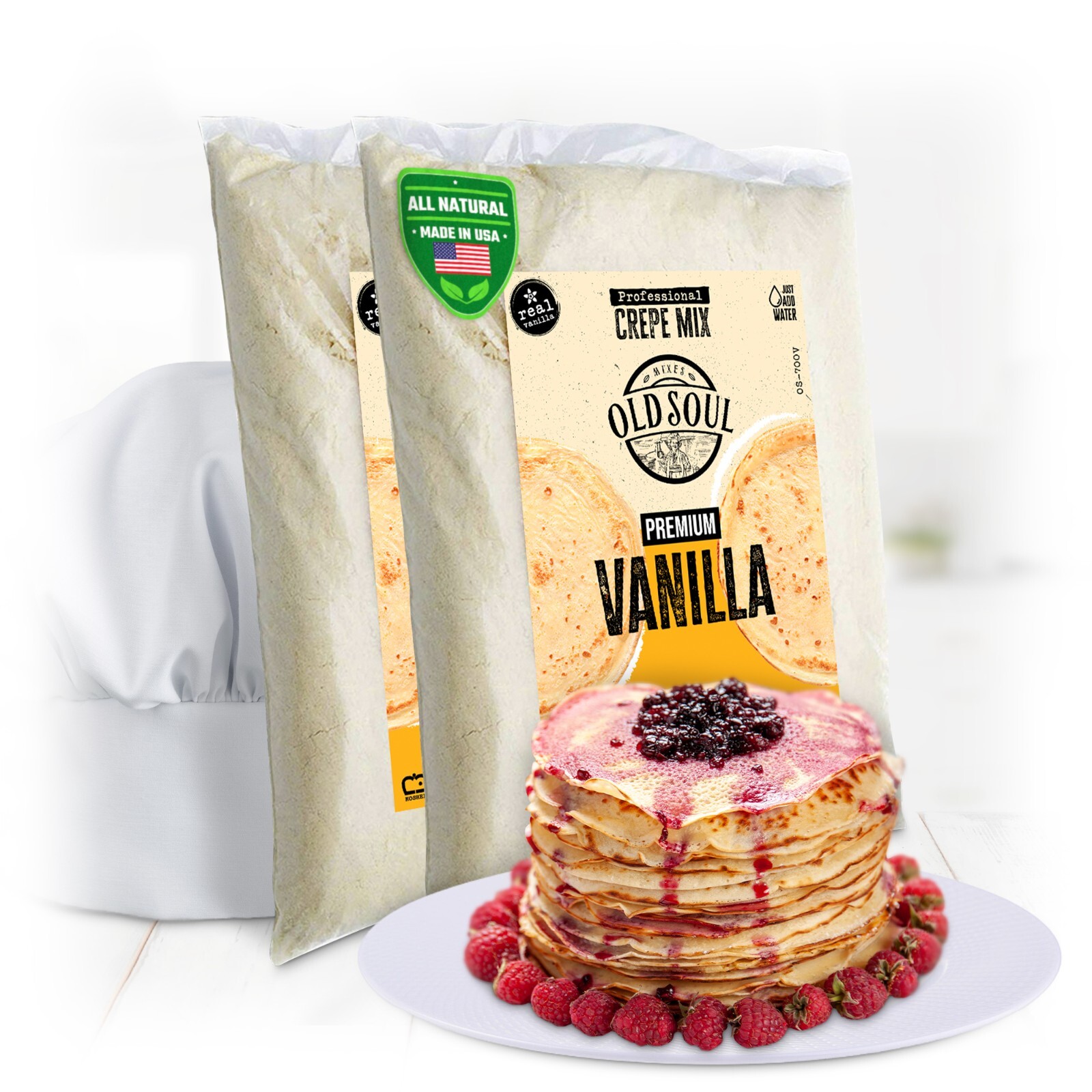 OldSoul Crepe Batter Mix | Vanilla | 10 Lbs | 72 Pcs | Original / Classic Flavor