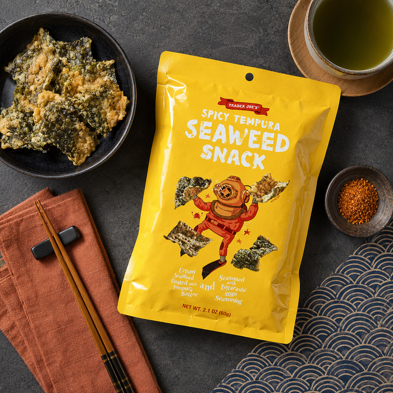 4 Pack Trader Joe’s Spicy Tempura Seaweed Snack 2.1 oz