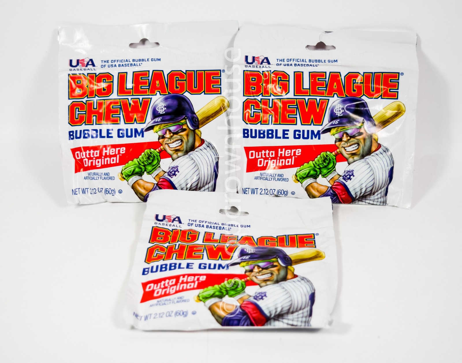 3 Big League Chew Bubble Gum 2.12oz pouch 10/01/2027