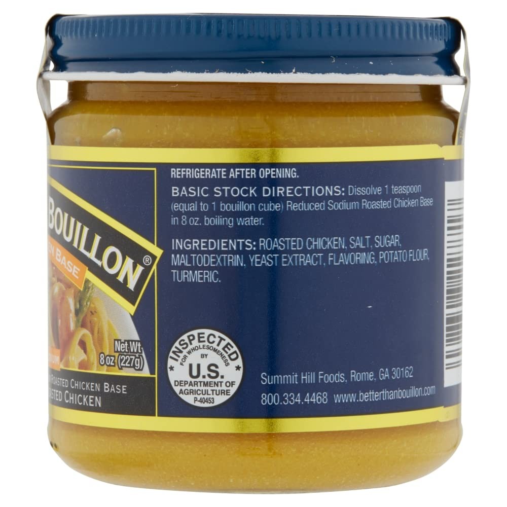 Better Than Bouillon Reduced Sodium Roasted Chicken Base, 8 oz Jar Single Unit