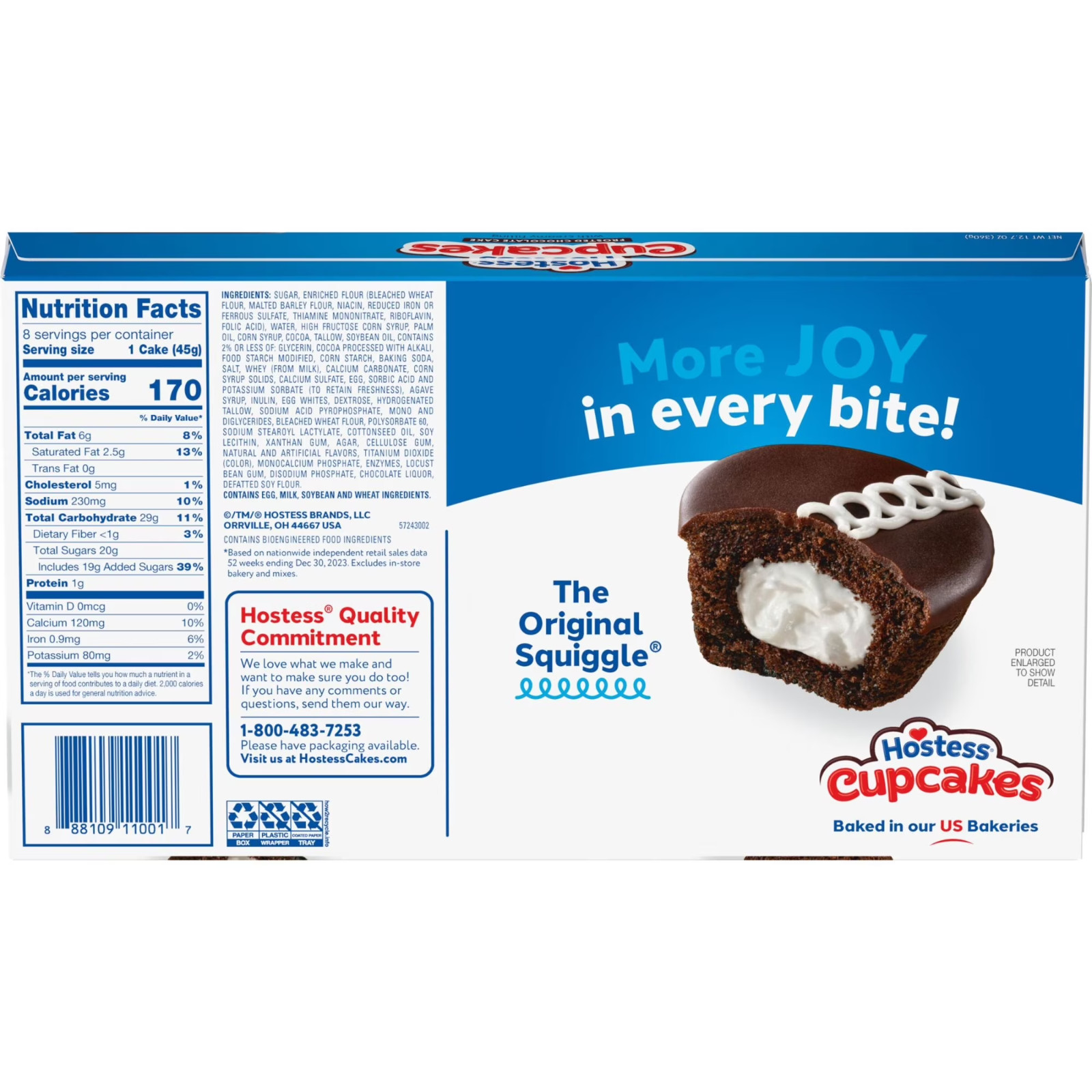 (3 pack) Hostess Cupcakes, Chocolate Snack Cakes, 12.7 oz Box (8 Count)