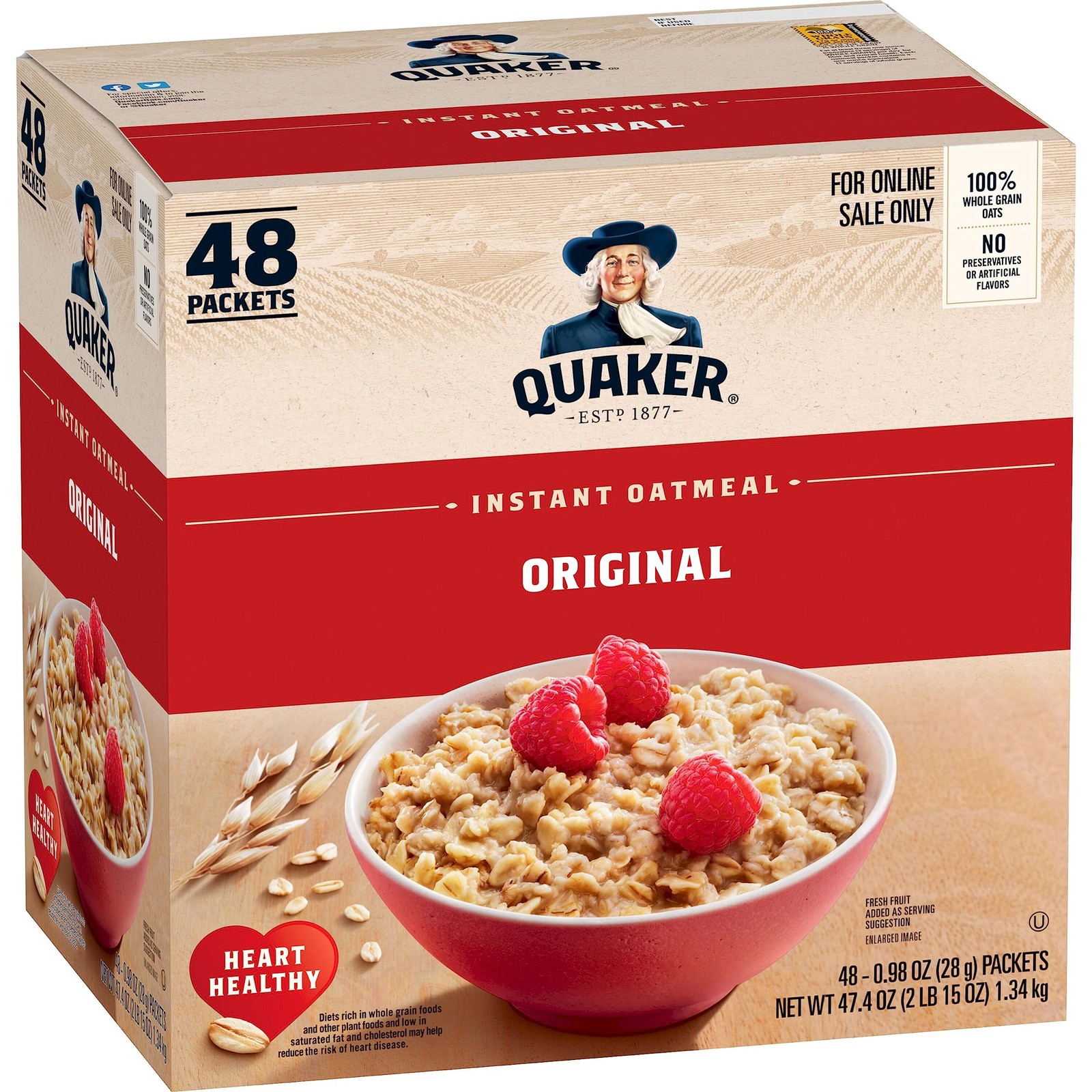 Quaker Instant Oatmeal Original Individual Packets 0.98 Ounce 48 Count Pack …